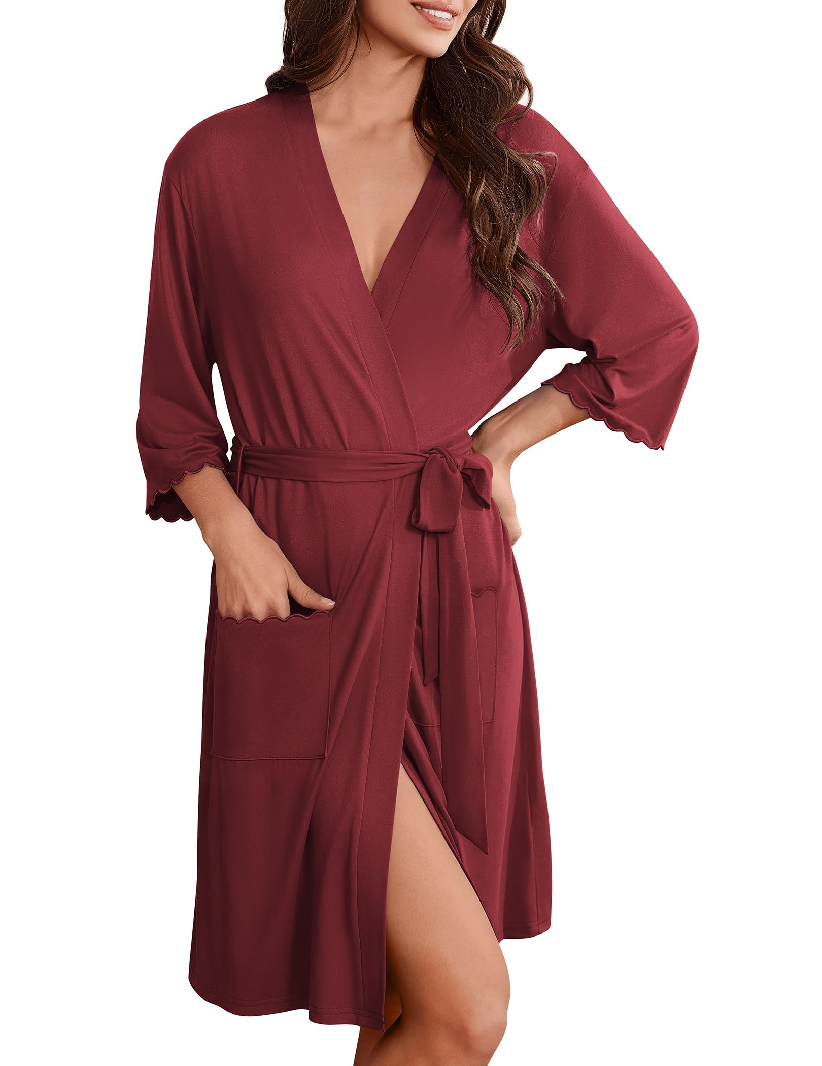 Ekouaer Solid Color Nightgown Causal Nightdress Women Comfy Short Sleeves Night wear WEBE CLOTHING