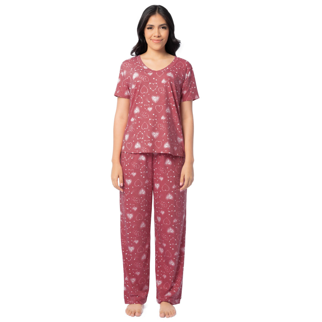 Fruit of the Loom womens Short Sleeve Tee and Pant 2 Piece Sleep Set WEBE CLOTHING
