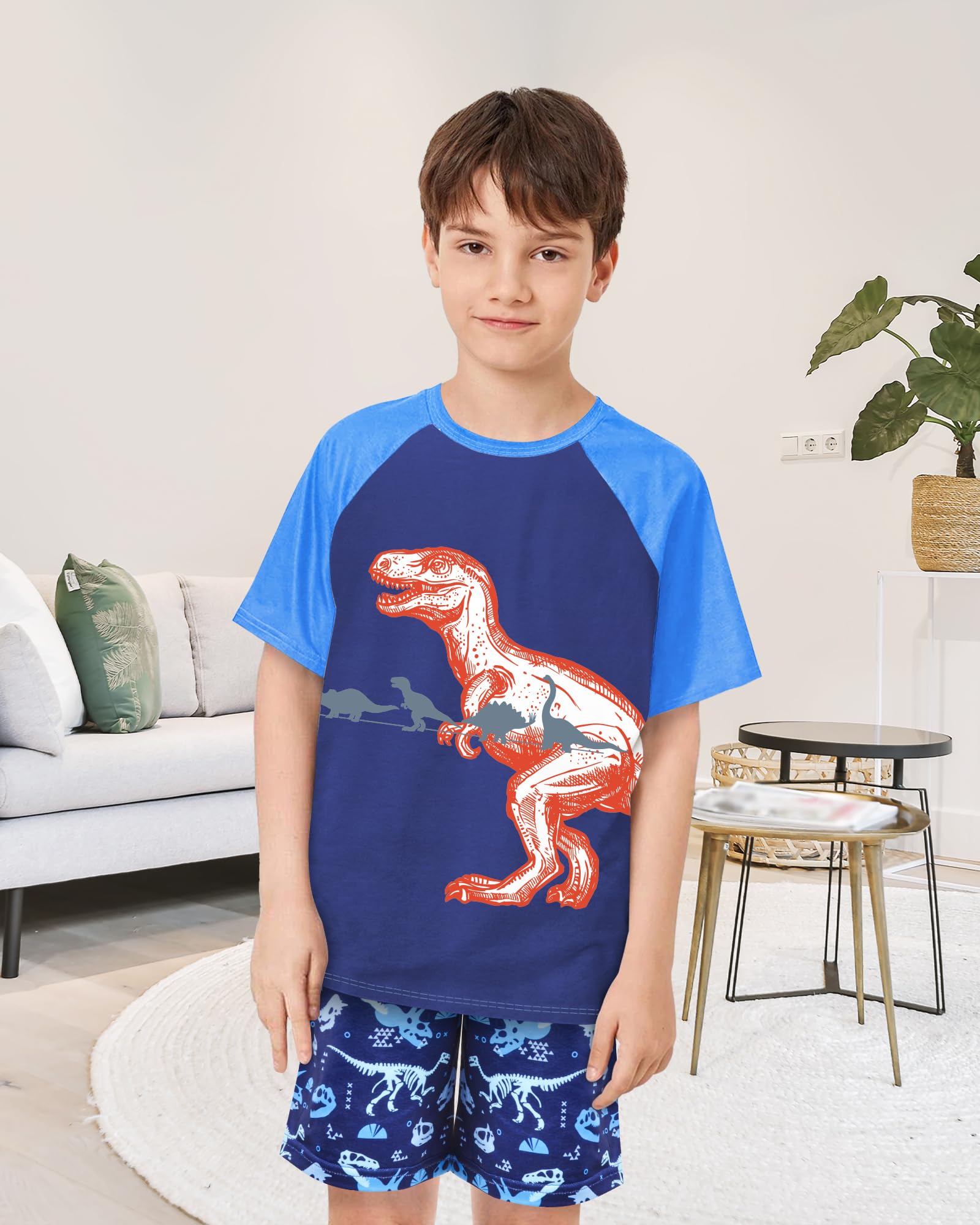 PASHOP Boys Pajamas Little Boys Summer Pajamas 2 Piece Short Sleeve Top and Shorts Sets Kids Pjs Sleepwears 3-10 Years