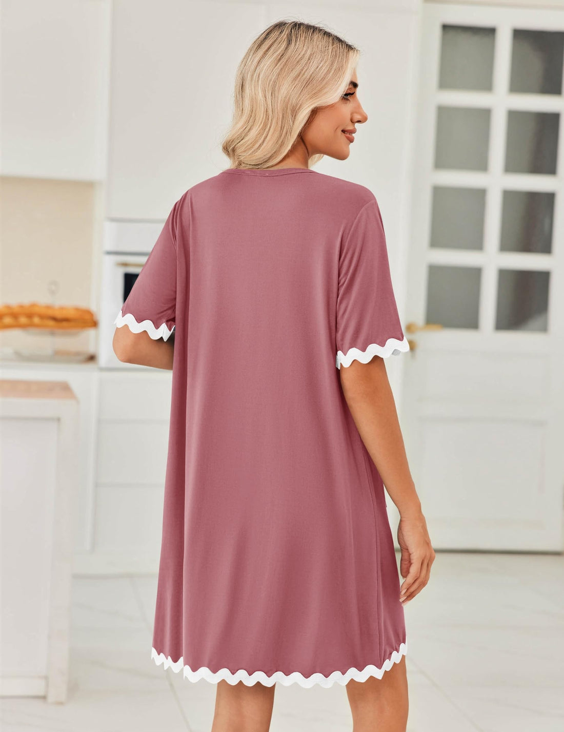 Ekouaer Women Zip Up Robe Lightweight Housecoats with Pockets Knee Length Short Bathrobes Soft Nightgown S-3XL