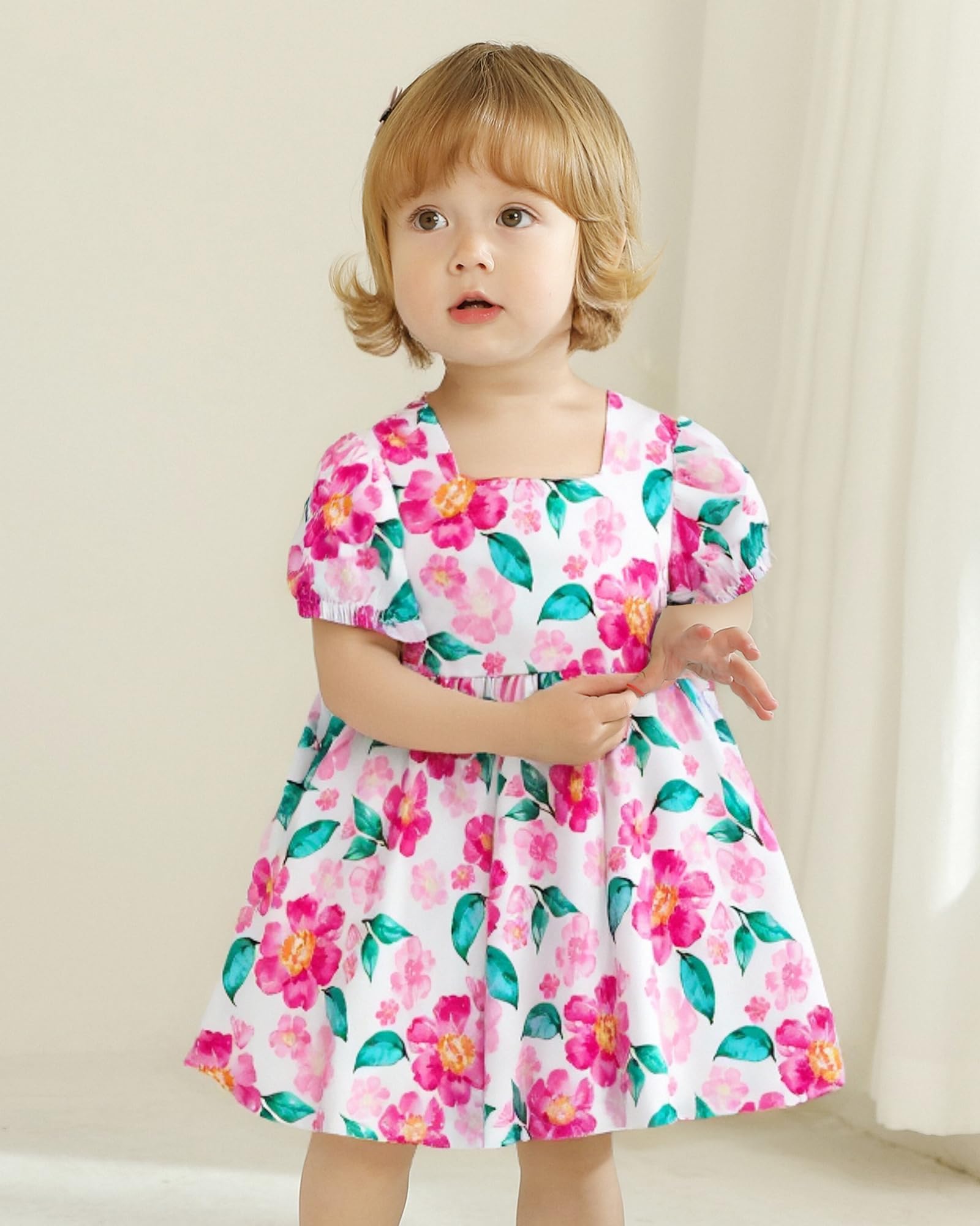 sweetabby Toddler Baby Girl Dresses Summer Clothes Boho Short Sleeve Dress Ruffle Infant Sundress Cute Girls Outfit WEBE CLOTHING