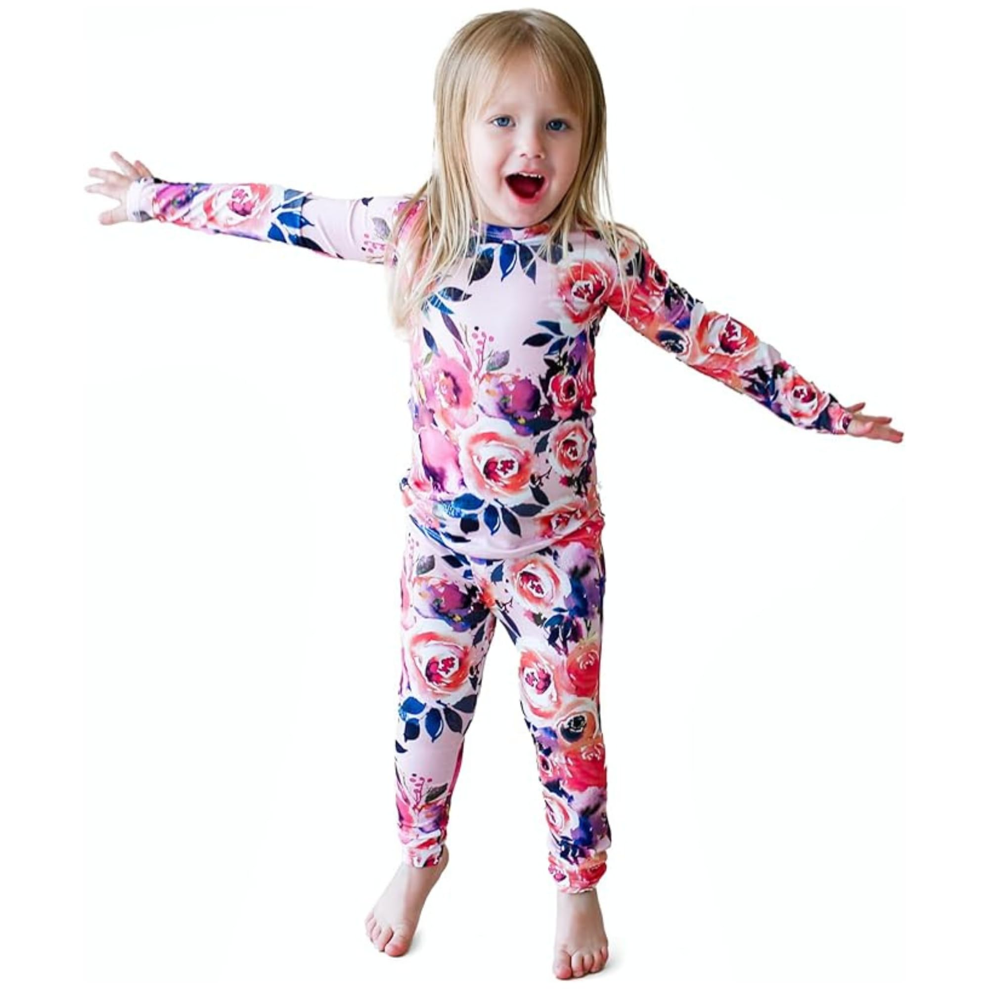 Posh Peanut Girls Pajamas - Soft, Viscose from Bamboo PJs for Kids - Matching, Long Sleeve Toddler Pajamas for Girls WEBE CLOTHING