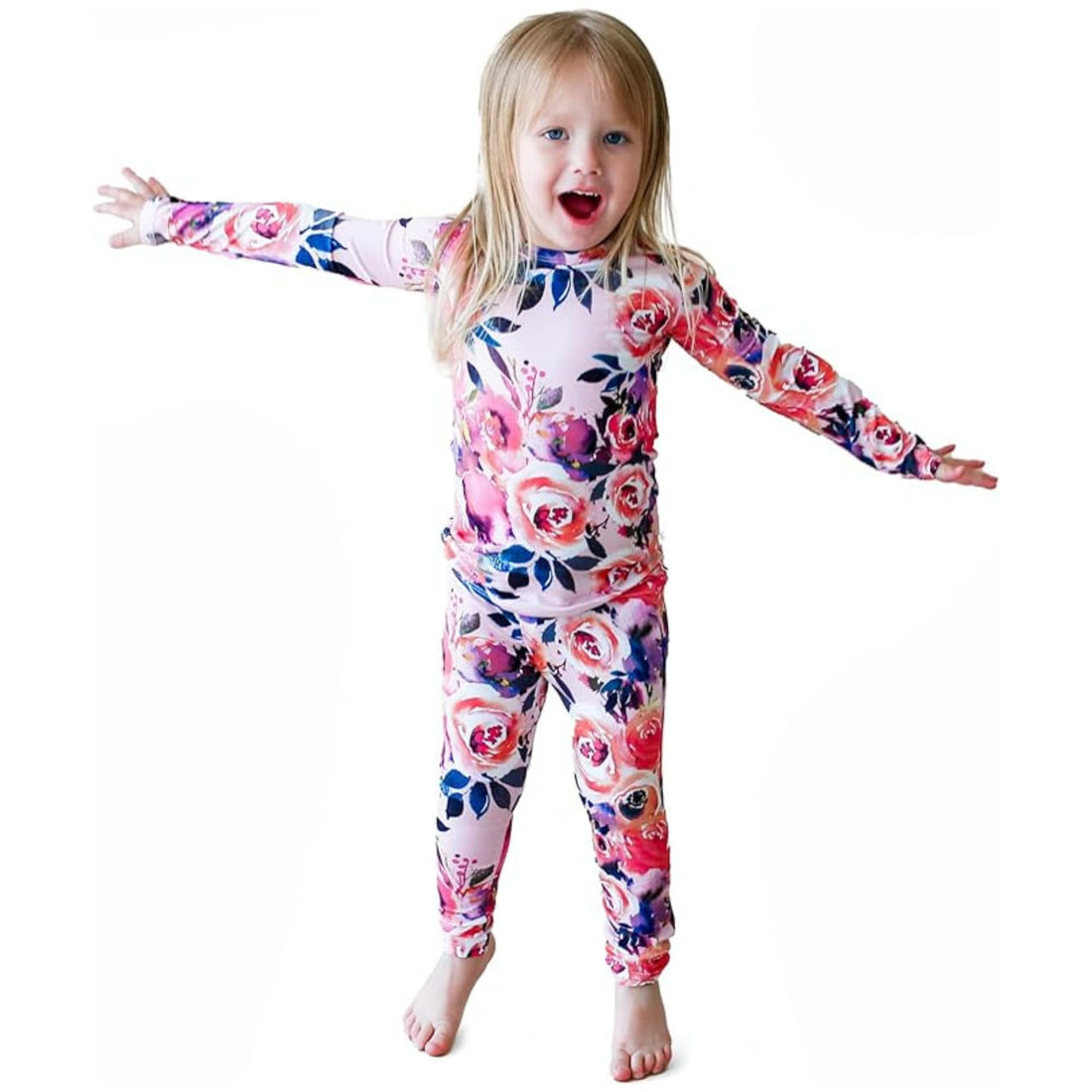 Posh Peanut Girls Pajamas - Soft, Viscose from Bamboo PJs for Kids - Matching, Long Sleeve Toddler Pajamas for Girls WEBE CLOTHING