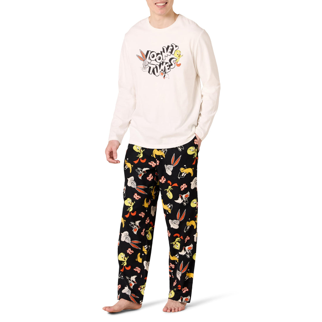 Amazon Essentials Men's Flannel Pant and Long-Sleeve T-Shirt Pajama Set