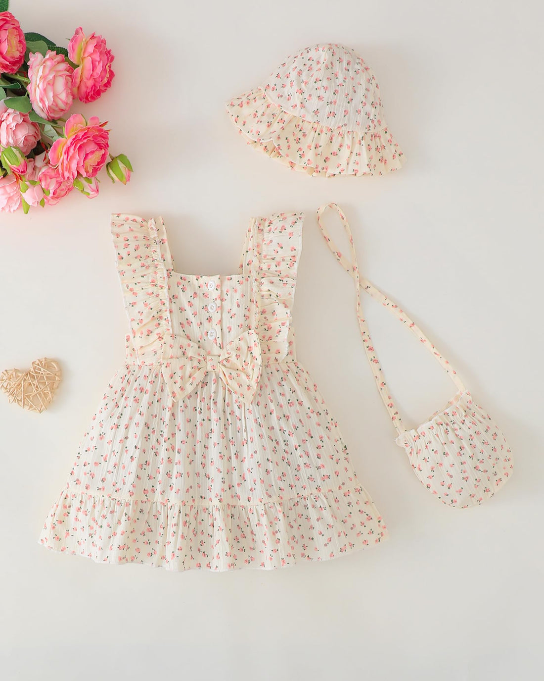 Renotemy Newborn Infant Baby Girl Dresses Summer Outfits Boho Casual Sundress Gifts Toddler Clothes for Girl with Hat and Bag WEBE CLOTHING