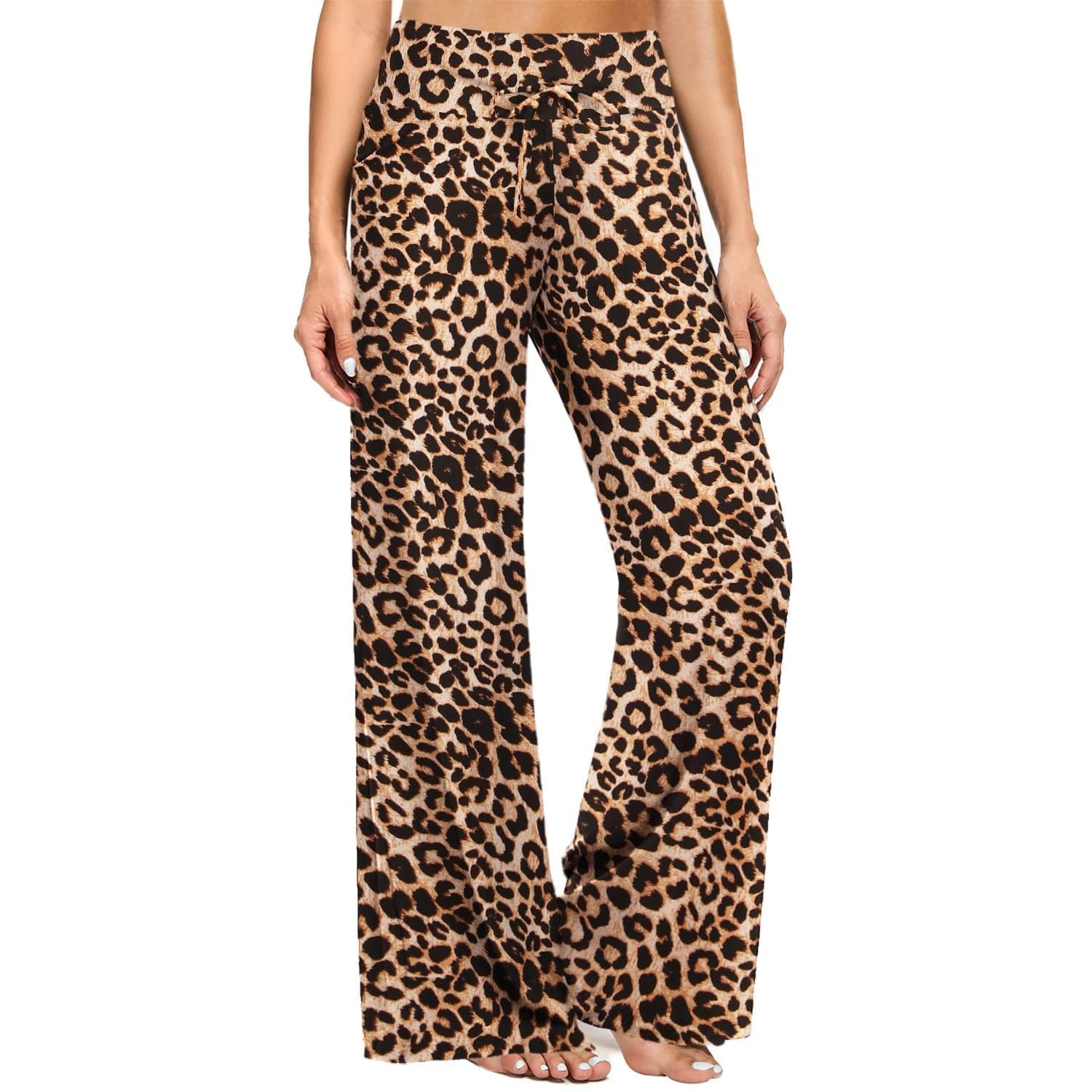 ZOOSIXX Soft Black Pajama Pants for Women, Wide Leg Pants Woman Flowy Comfy Casual Lounge Yoga Capri Pants 22”/ 30”