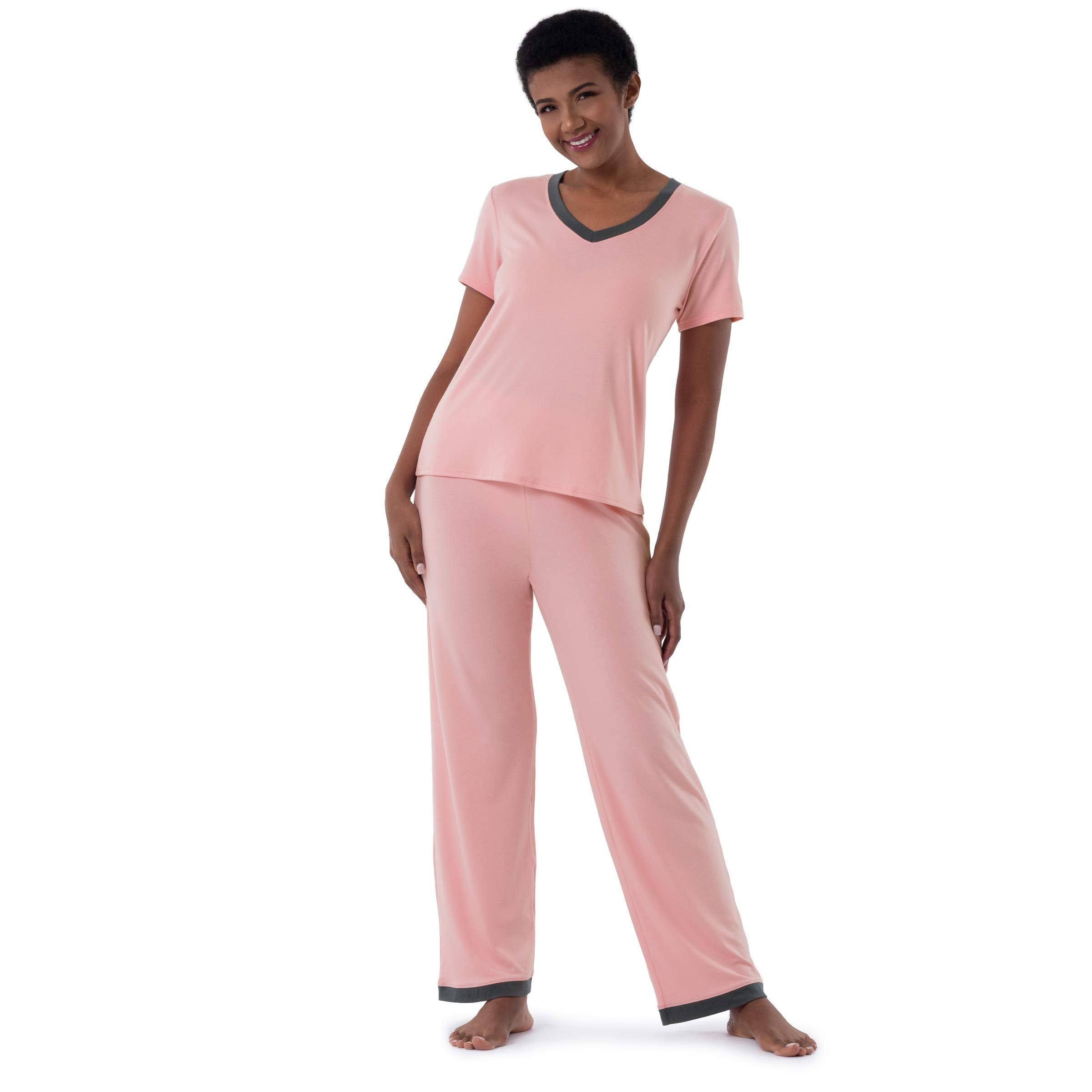 Fruit of the Loom womens Short Sleeve Tee and Pant 2 Piece Sleep Set WEBE CLOTHING