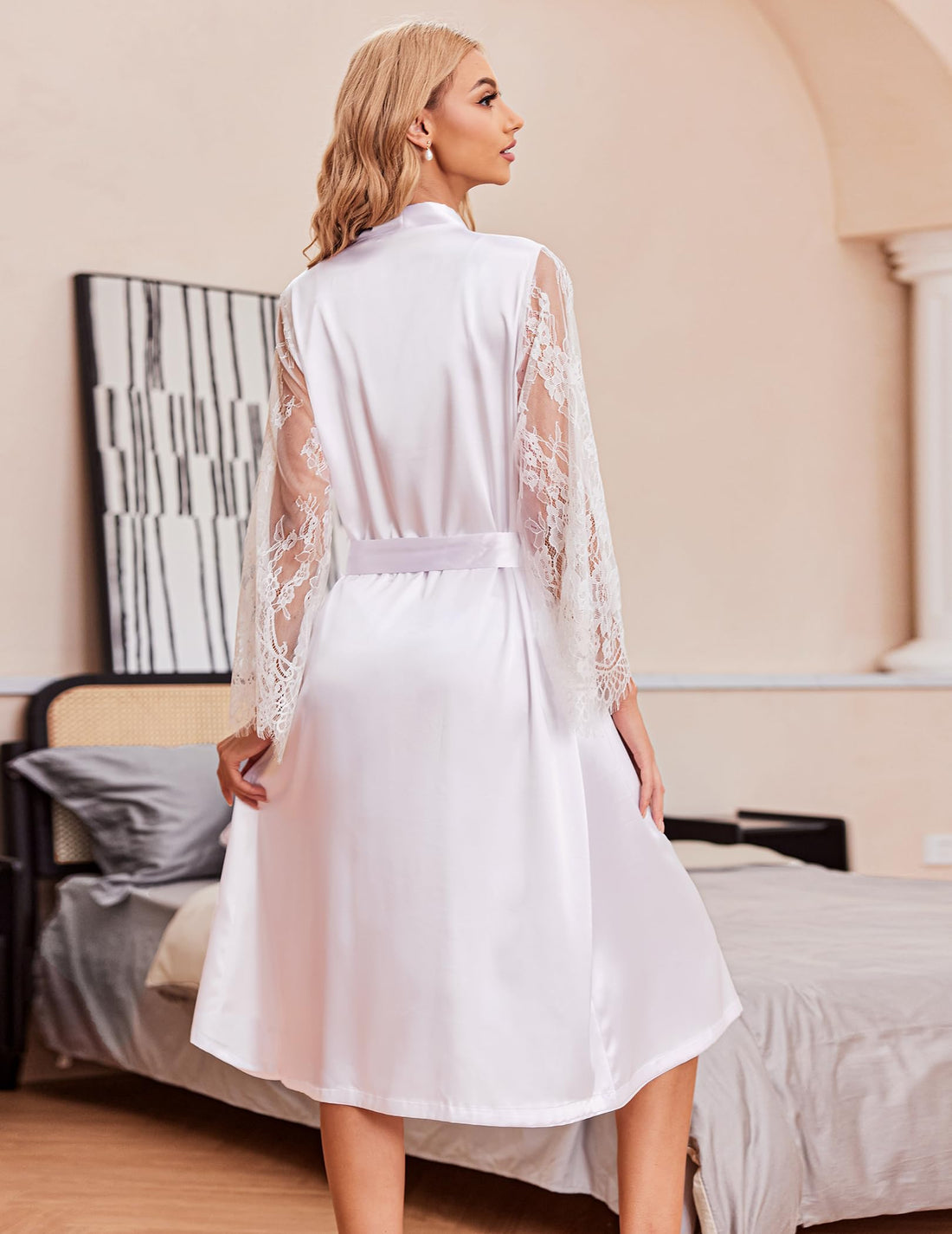 Eouaer Women's Satin Kimono Robe for Bridesmaid and Bride Wedding Party Getting Ready Short Robe WEBE CLOTHING