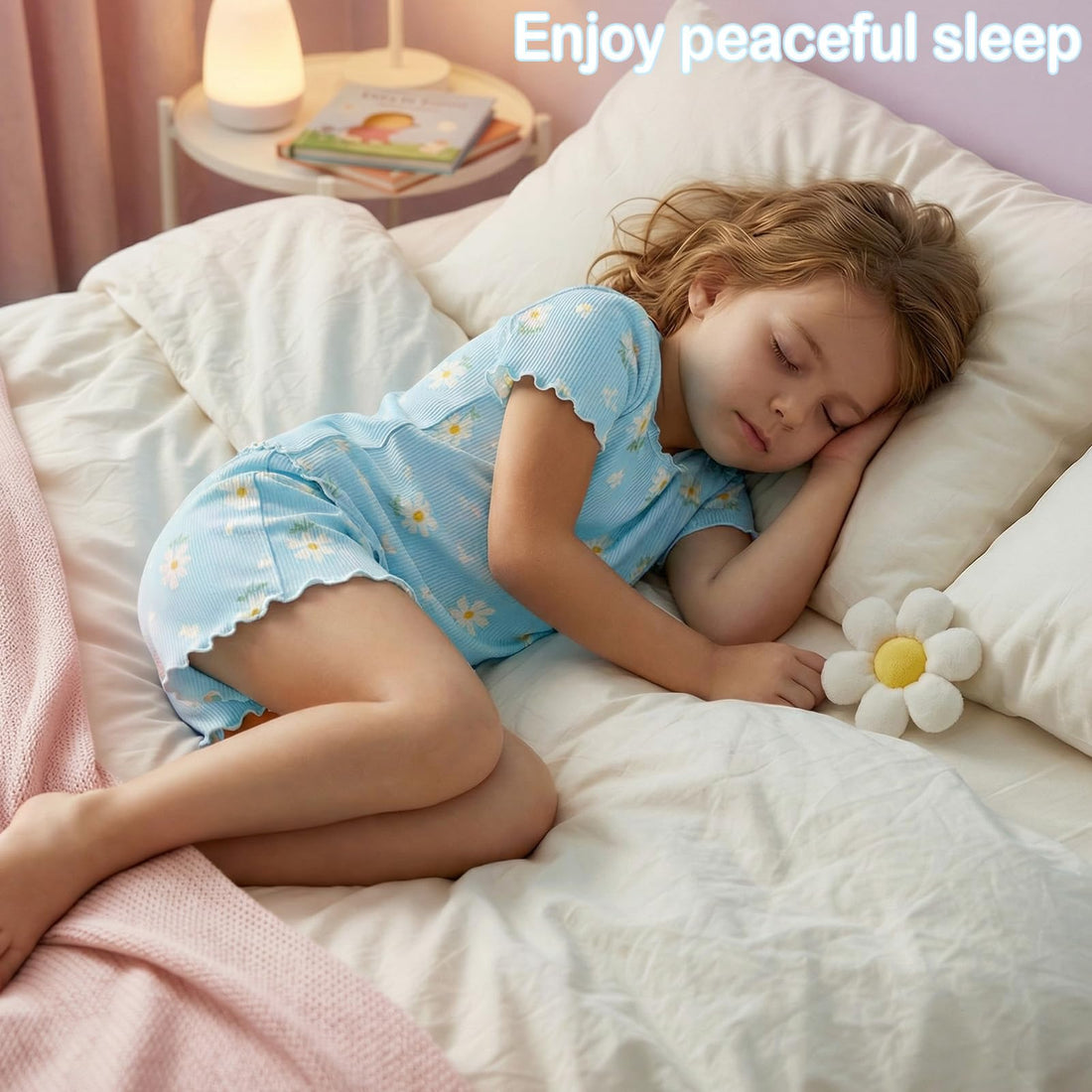 Beinou Girls Pajamas Sets Ribbed Ruffle Short Sleeve Sleepwear Toddler Summer Pjs 2 Pcs Kids Loungewear Outfit 2-9Y