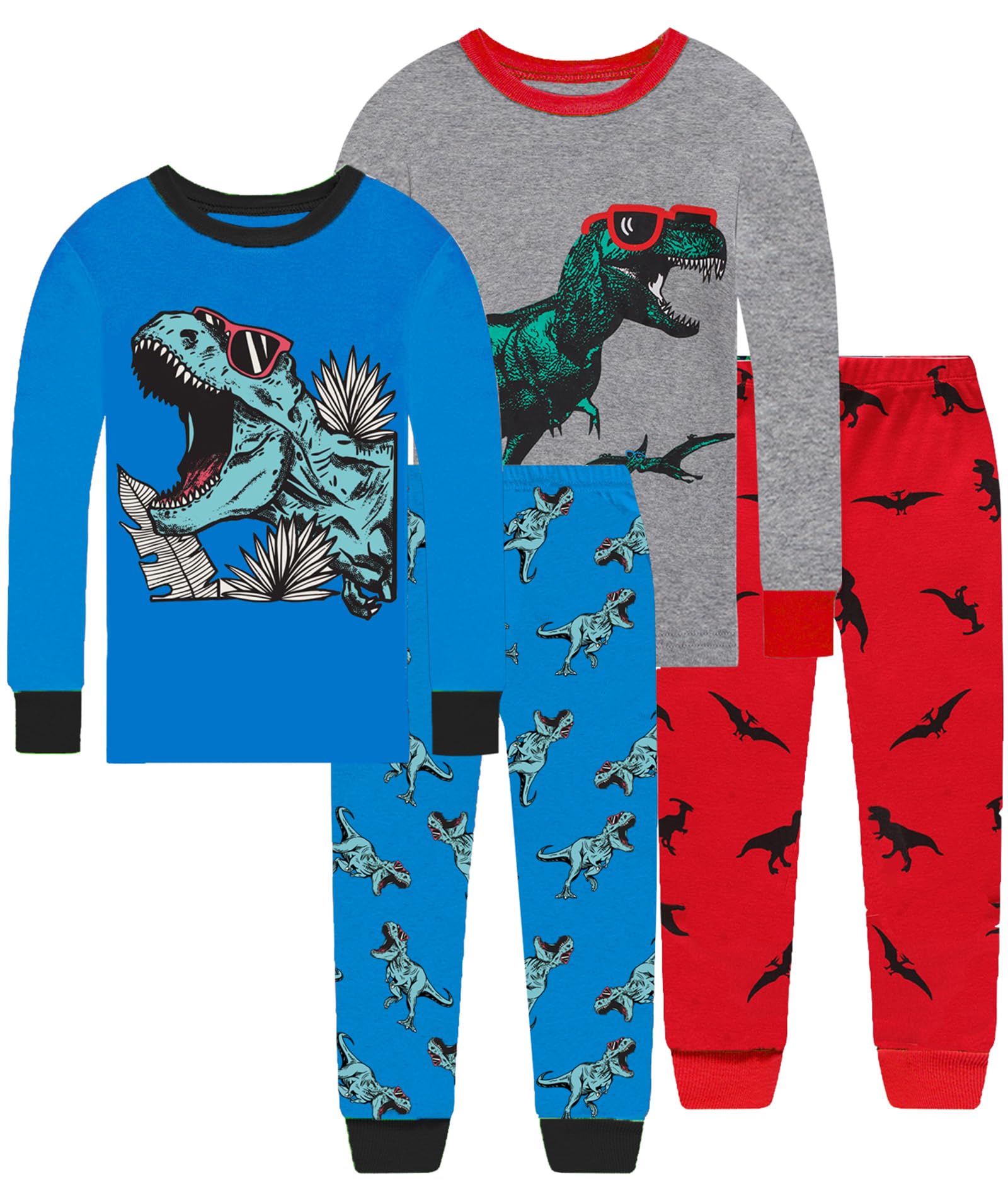 Dolphin&Fish Boys Pajamas 4Piece Toddler Kids Pjs Sets Cotton Toddler Clothes Sleepwears