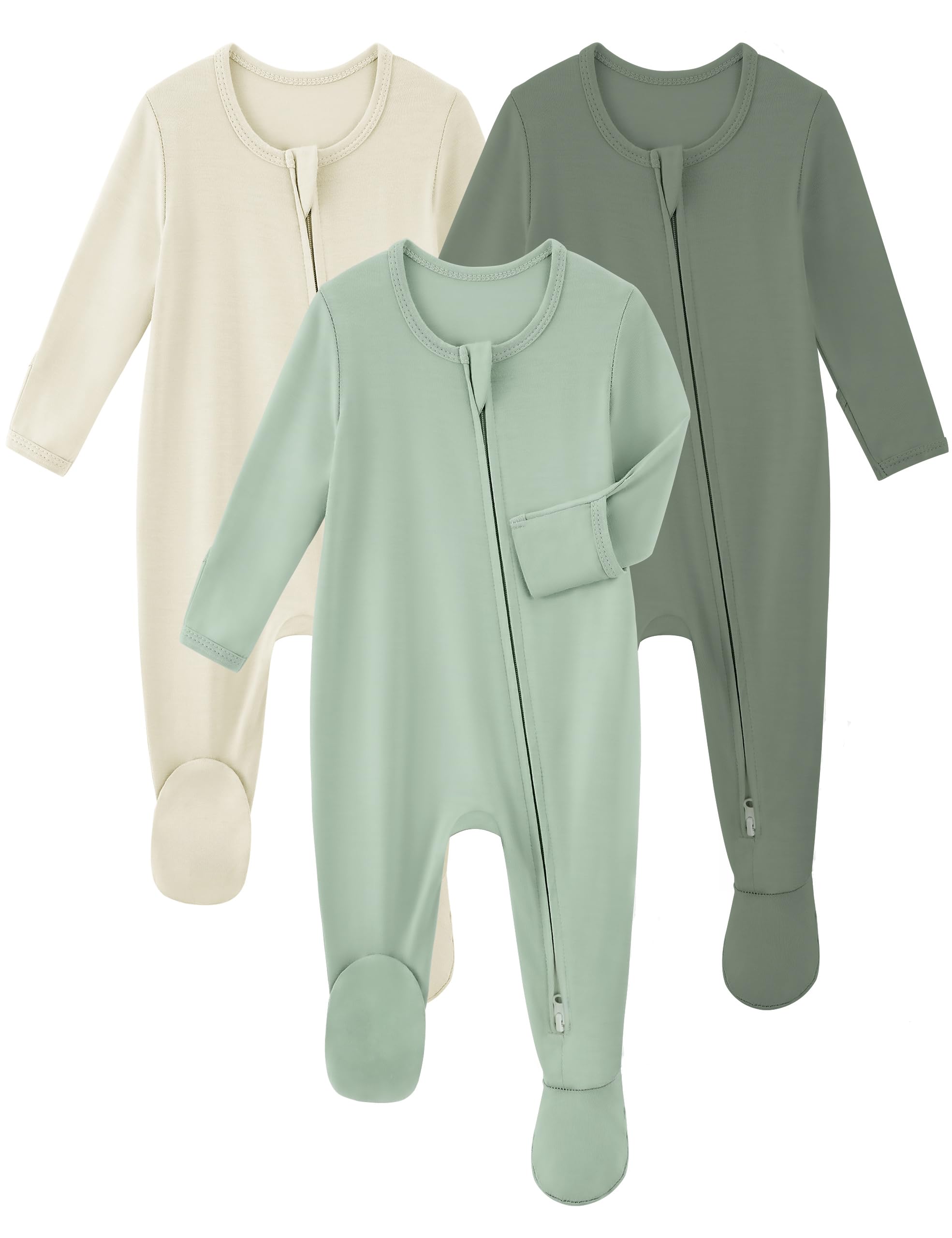 Yoofoss Rayon Made From Bamboo Baby Pajamas 3pcs Newborn Sleepers For Boy Girl Clothes, 0-3 3-6 6-9 Months Footed Pjs