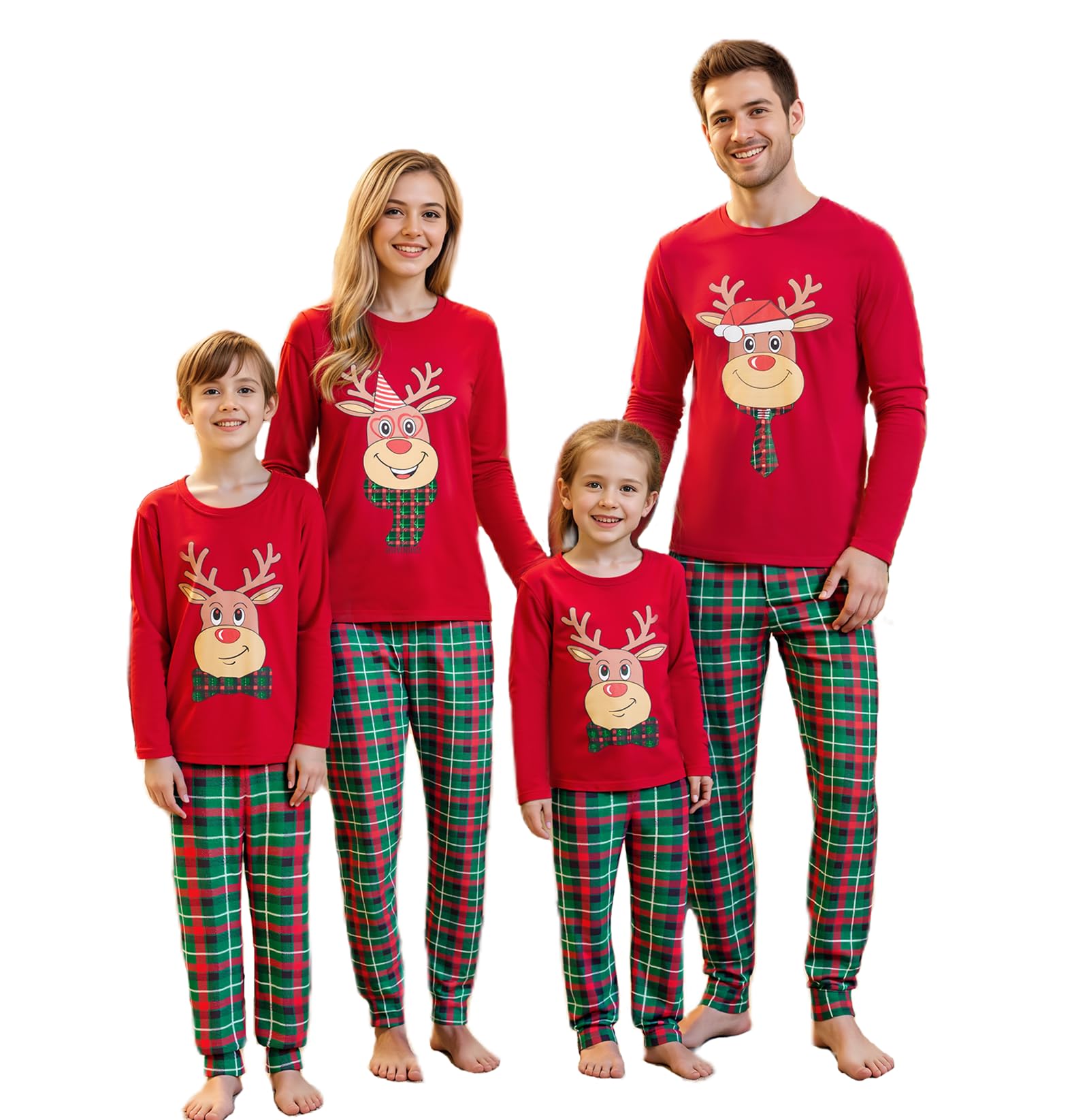 OAKFashion Christmas Family Pajamas Holiday Christma Pajama Family Matching Pjs Set Sleepwear Xmas Jammies
