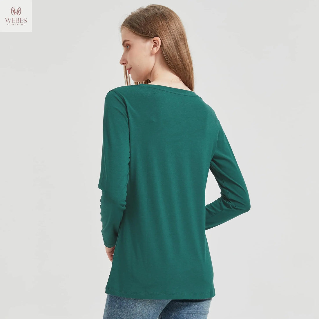 netdraw Women's Bamboo Viscose Long Sleeve V-Neck T-Shirt Soft Comfy Trendy Casual Sleep Pajama Lounge Tops