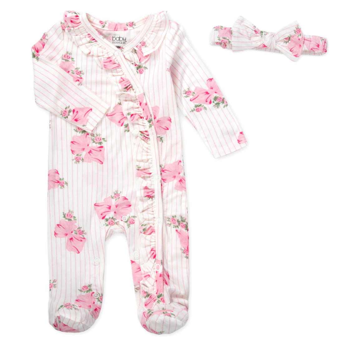 Newborn Baby 4 Piece Coming Home Outfit Gift Set – Footie Sleeper, Blanket, Headband & Ornament for Boys & Girls