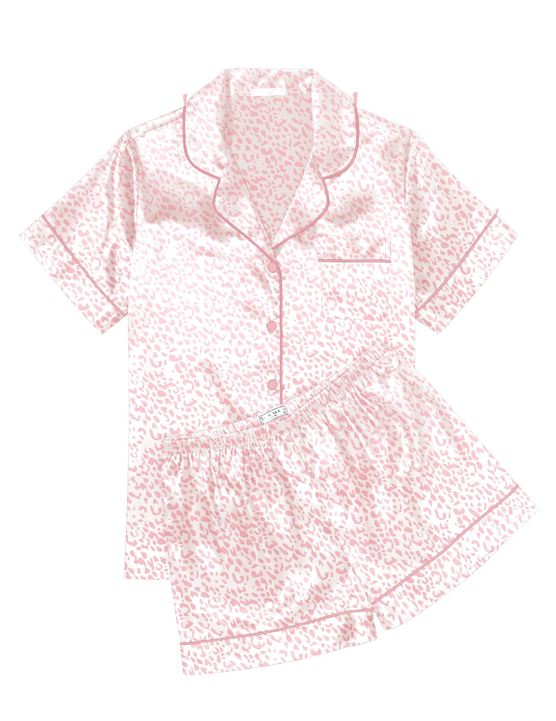 Ekouaer Womens Silk Satin Pajama Sets Soft Short Sleeve Button Down Sleepwear Top and Shorts 2 Piece Pjs Lounge Set