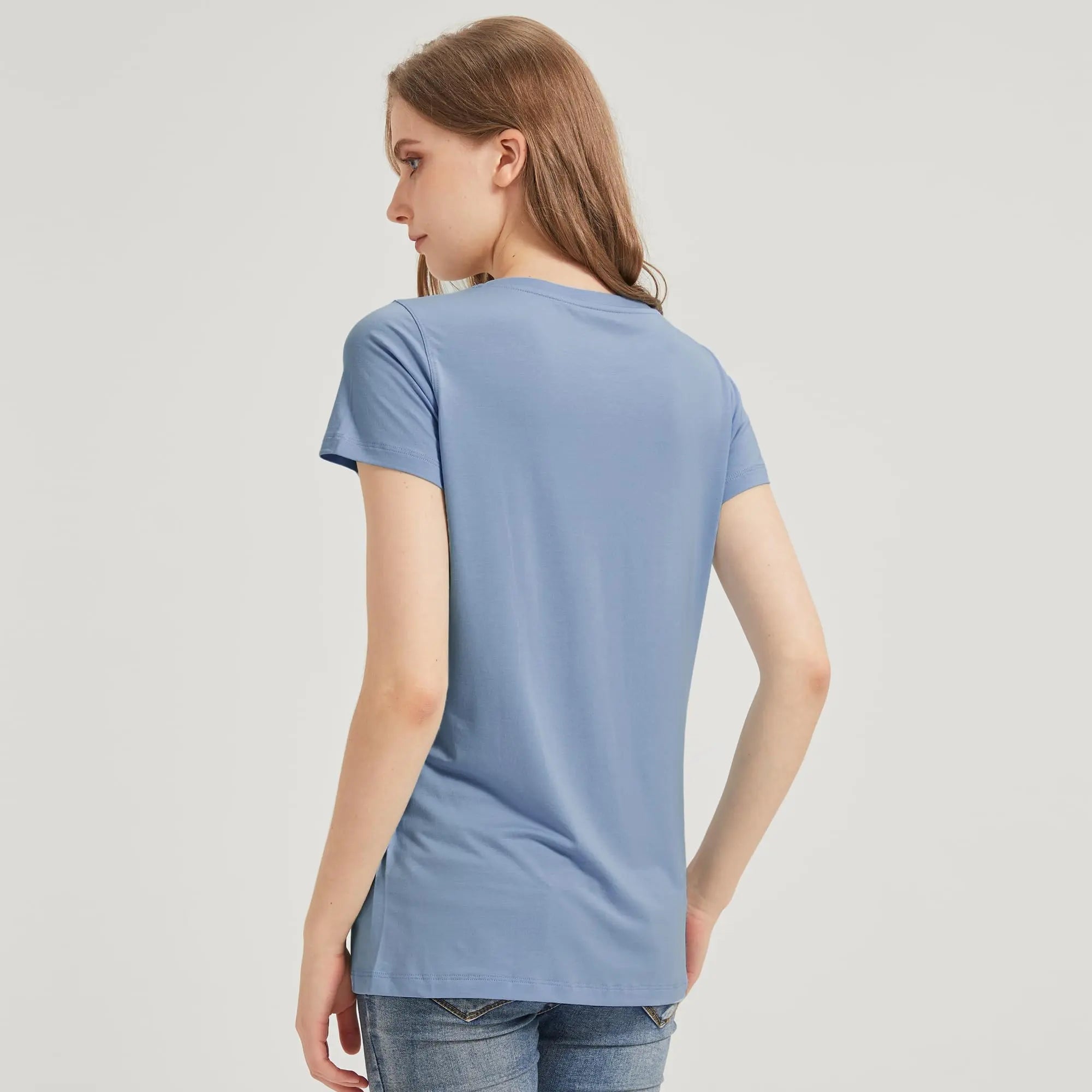 netdraw Women's Ultra-Soft Bamboo Viscose Cotton V-Neck Short Sleeve T-Shirt, Casual Summer Tops for Lounge Sleep Pajama