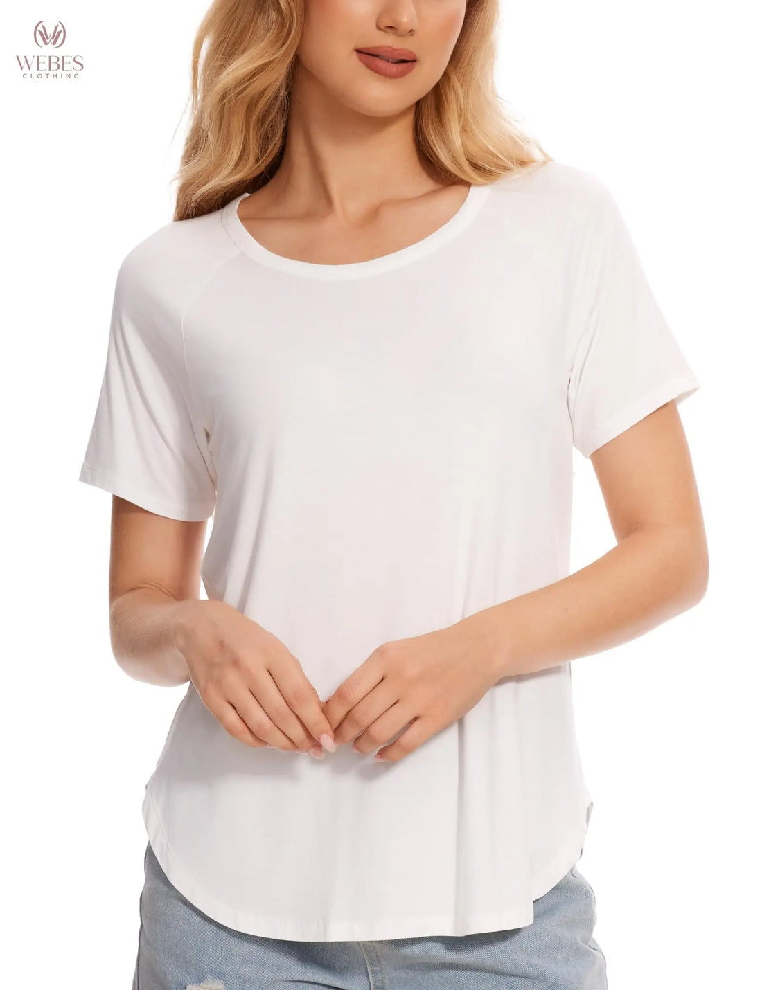 GYS Womens Pajama Tops Short Sleeve Shirts Summer Comfy Crew Neck Sleep T-Shirt