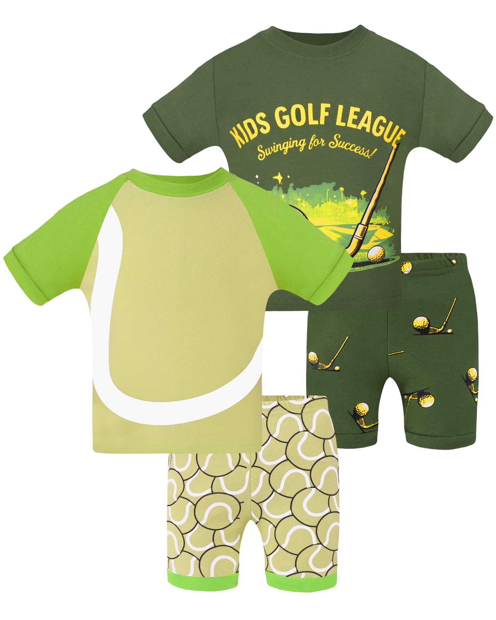 DAUGHTER QUEEN Boys Pajamas 4 Pieces Short Set 100% Cotton Sleepwear Size 18 Months-12 Years