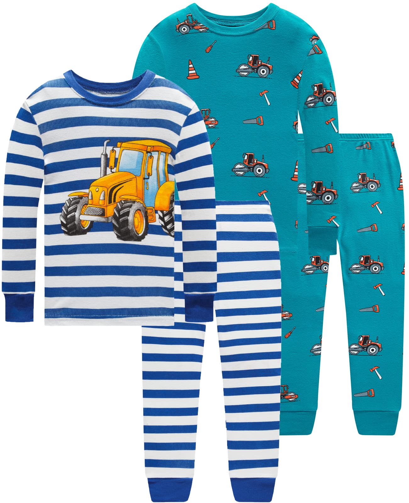 Dolphin&Fish Boys Pajamas 4Piece Toddler Kids Pjs Sets Cotton Toddler Clothes Sleepwears