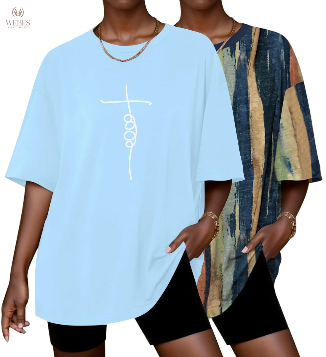 Ekouaer 2 Pack Womens Tops Short Sleeve Oversized T Shirts Summer Spring Tops 2025 Basic Casual Tee Top S-XXL
