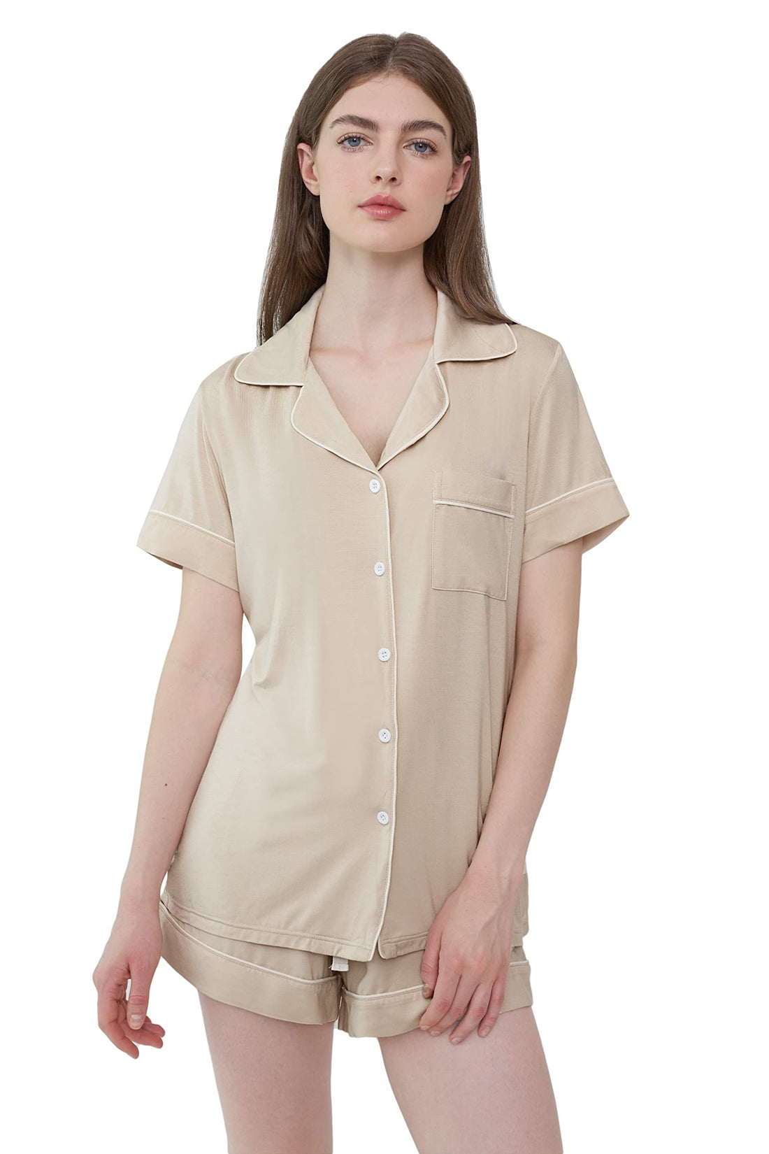 Joyaria Women's Cooling Bamboo Viscose Pajamas Shorts Set Button Front | Moisture Wicking, Cool & Lightweight, Breathable PJs for Night Sweats