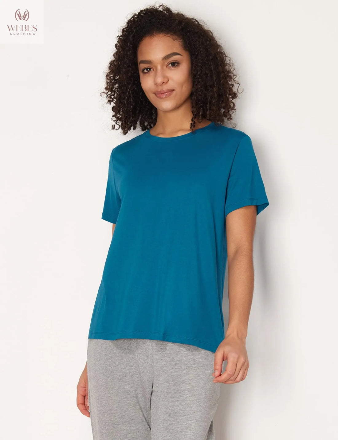 GYS Women's Pajama Tops Bamboo-derived Viscose Soft Comfy Short Sleeve Basic Lounge Tops