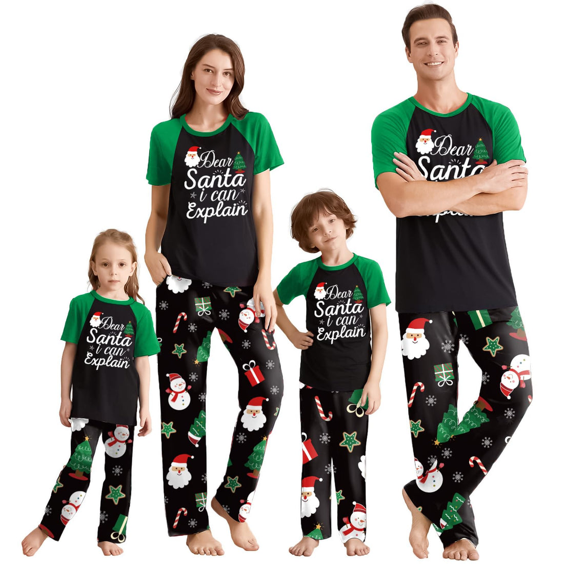 IFFEI Christmas Pajamas for Family Matching Holiday PJ's Sets with Short Sleeve Tee and Pants Loungewear