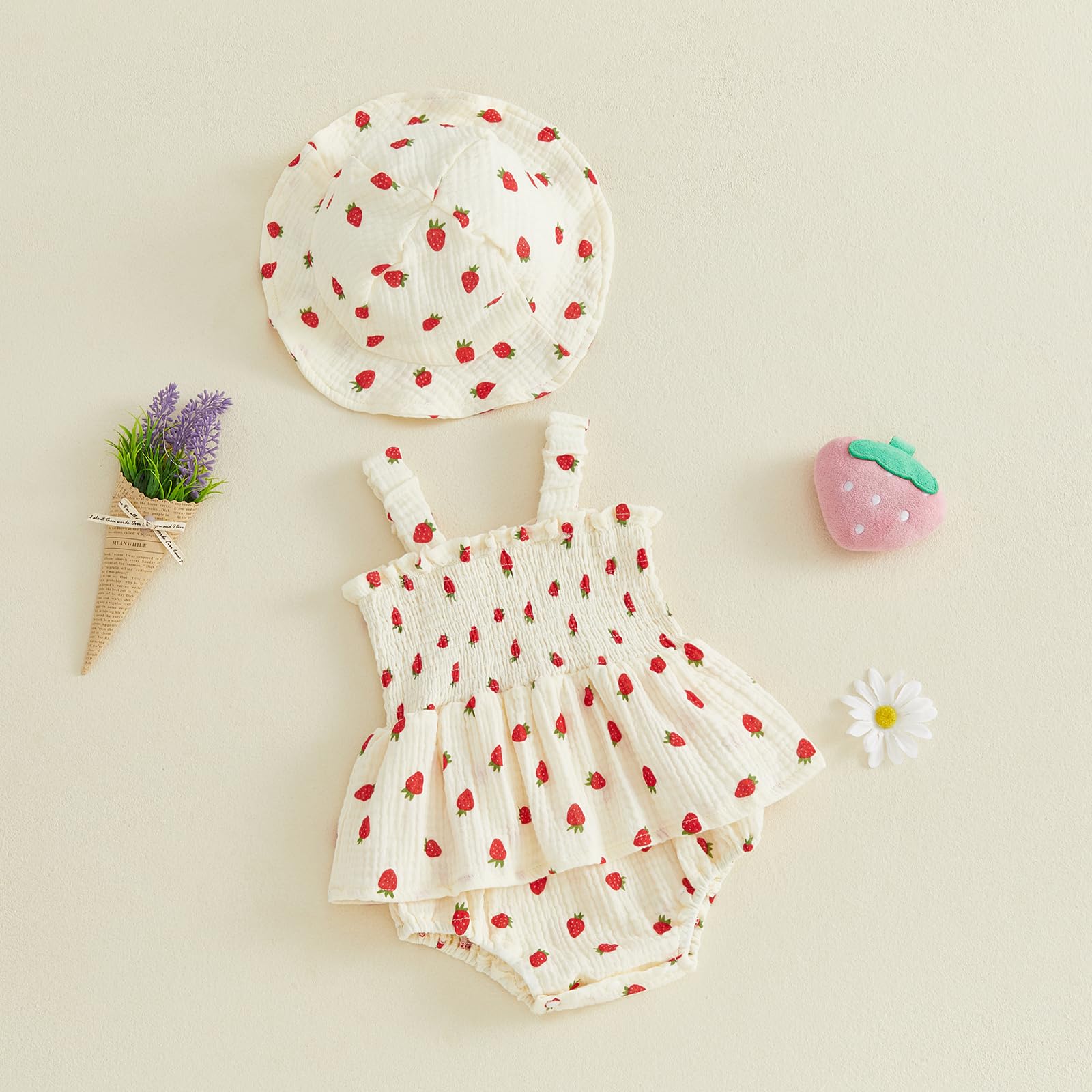 Mubineo Baby Girl Clothes Summer Dress Cotton Linen Romper Sleeveless Smocked Rompers Sun Dress Hat Skirt Boho Outfits WEBE CLOTHING