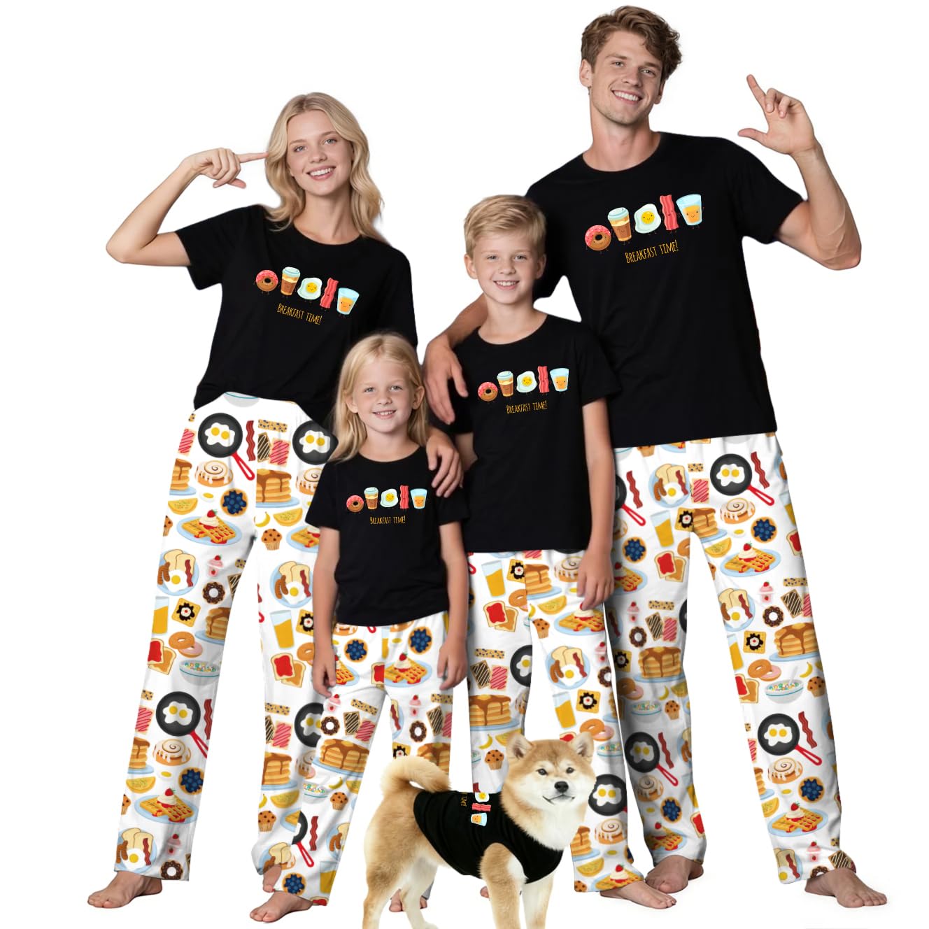 MI X TEE Matching Family Pajamas Set, Cartoon Graphic Print Mommy and Me Matching Outfits, Soft Nightwear for Family WEBE CLOTHING