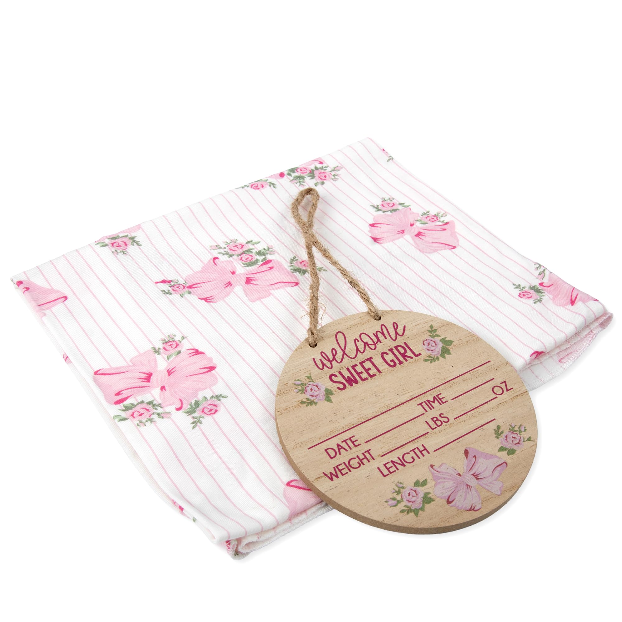 Newborn Baby 4 Piece Coming Home Outfit Gift Set – Footie Sleeper, Blanket, Headband & Ornament for Boys & Girls