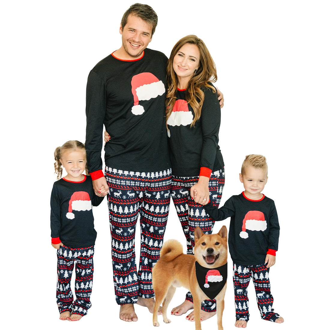 IFFEI Matching Family Pajamas Sets Christmas PJ's Letter Print Top and Plaid Bottom Sleepwear Jammies with Pockets