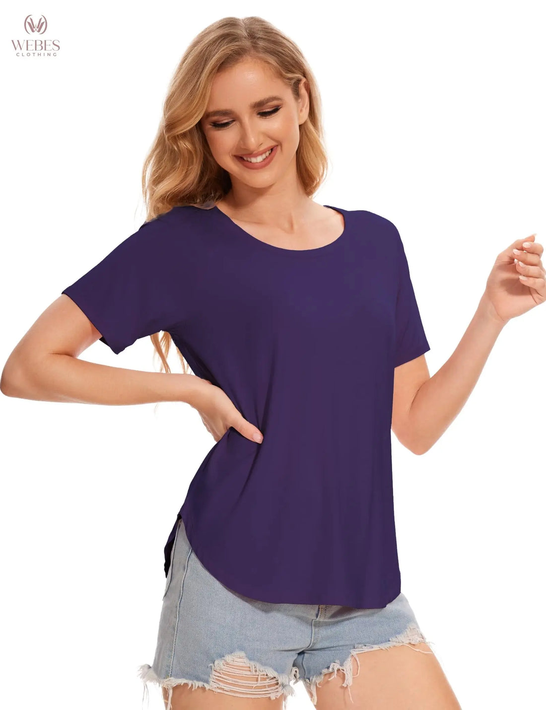 GYS Womens Pajama Tops Short Sleeve Shirts Summer Comfy Crew Neck Sleep T-Shirt