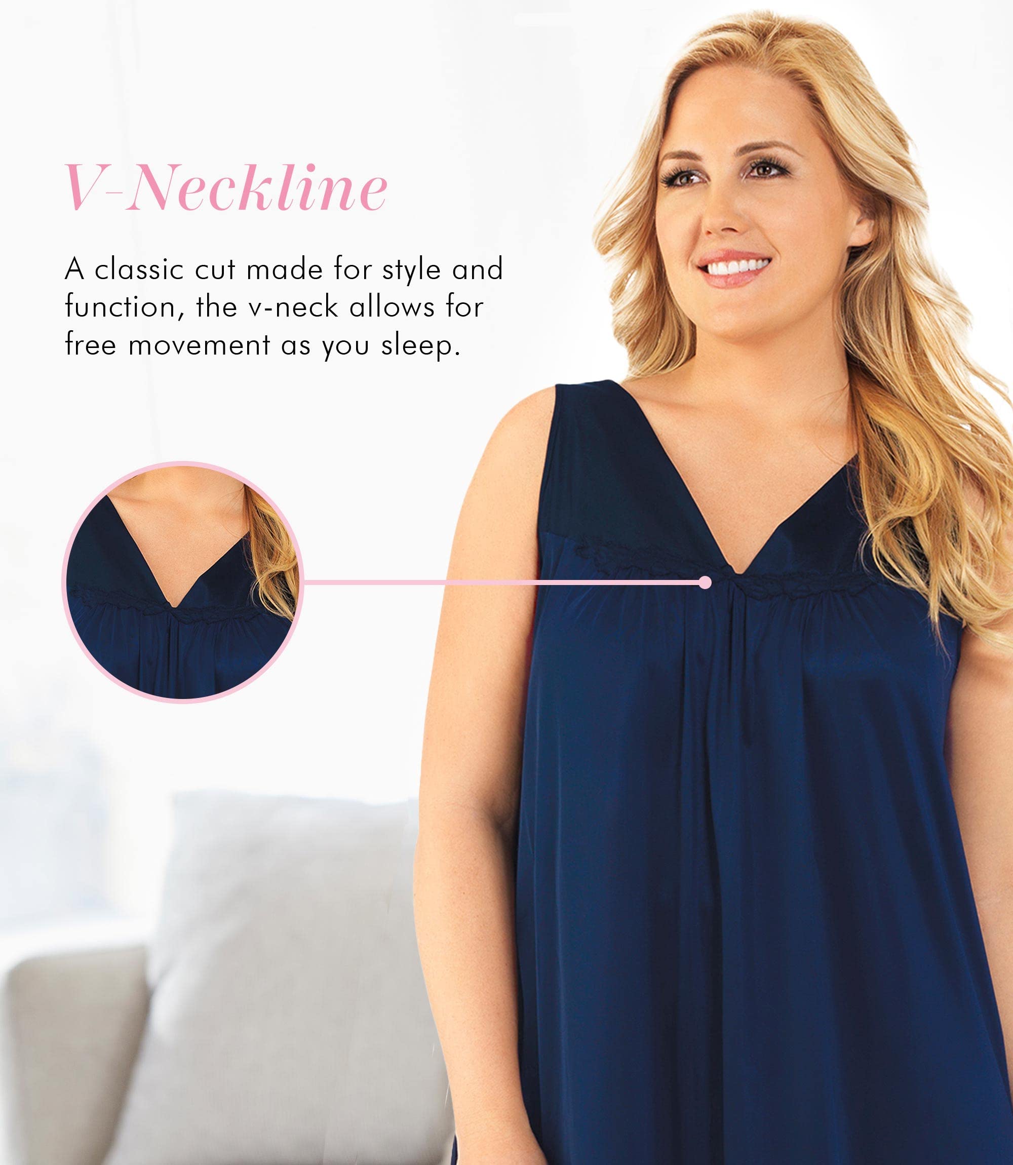 Exquisite Form Women's 30107 Nylon Tricot Sleeveless Short Knee Length Nightgown WEBE CLOTHING