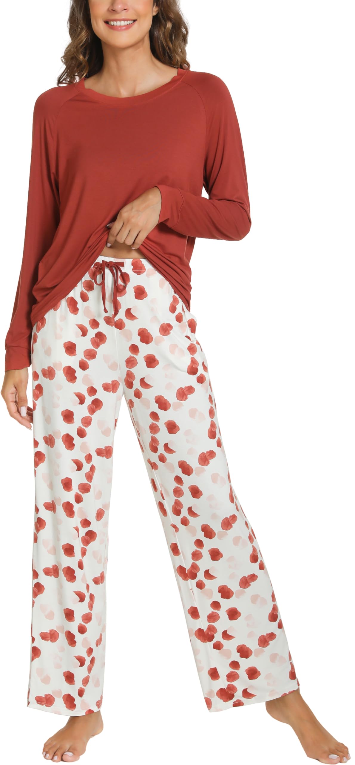 GYS Women's Pajama Sets Long Sleeve Sleepwear Comfy 2 Piece Ladies Pj Sleep Set, Viscose Made from Bamboo