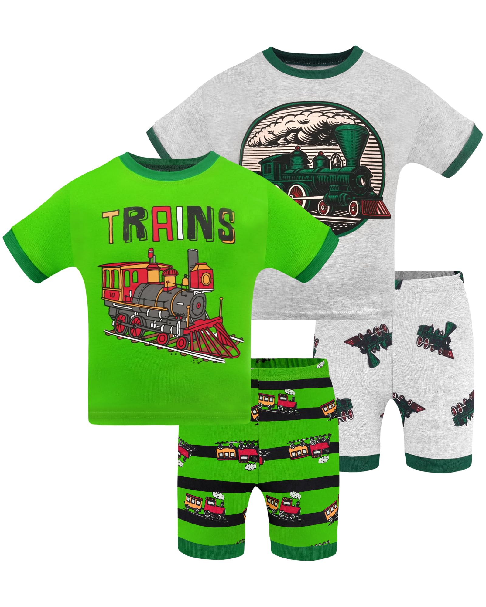 DAUGHTER QUEEN Boys Pajamas 4 Pieces Short Set 100% Cotton Sleepwear Size 18 Months-12 Years