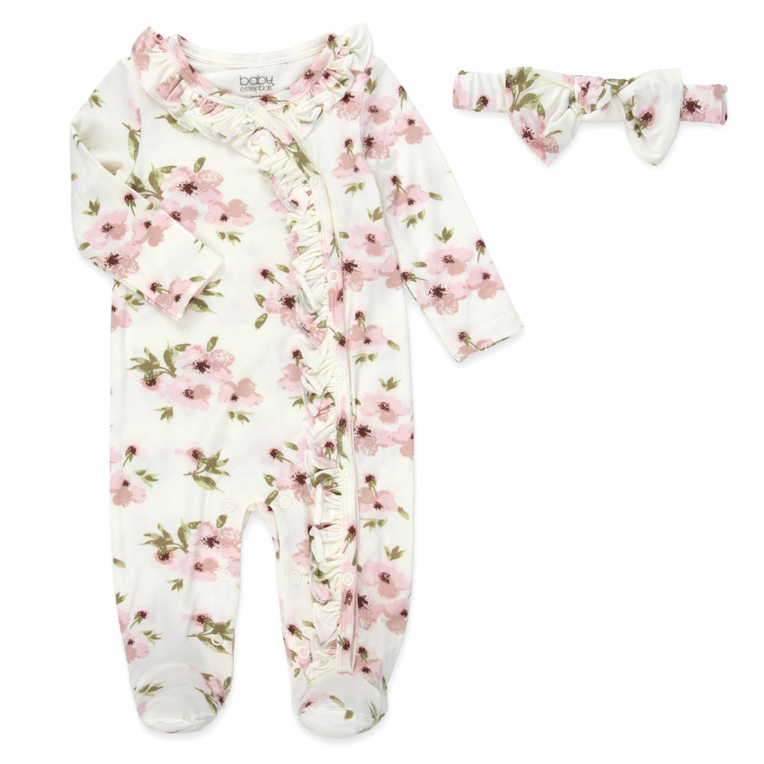 Newborn Baby 4 Piece Coming Home Outfit Gift Set – Footie Sleeper, Blanket, Headband & Ornament for Boys & Girls