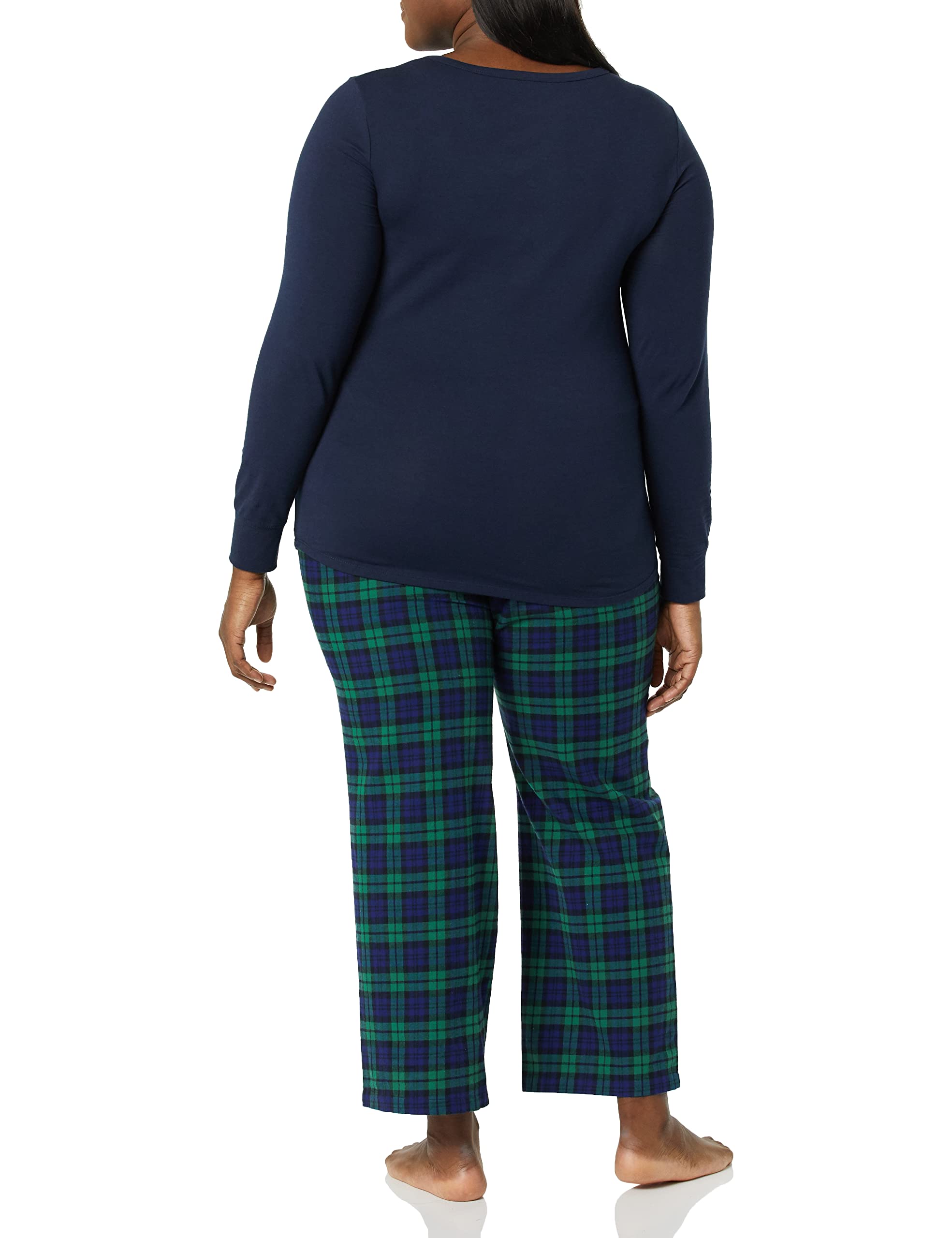 Amazon Essentials Women's Lightweight Flannel Pajama Pant and Long-Sleeve T-Shirt Sleep Set