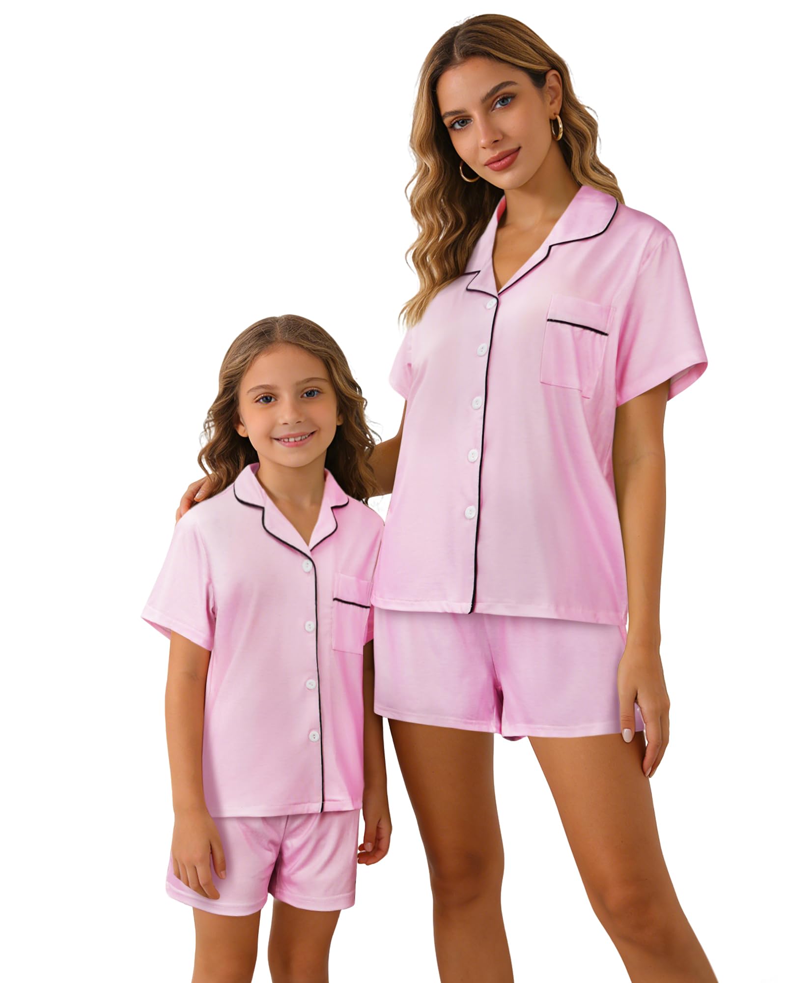 MyFav Mommy and Me Pajamas Set Mother Daughter Matching Family Sleepwear Button Down Nightwear WEBE CLOTHING