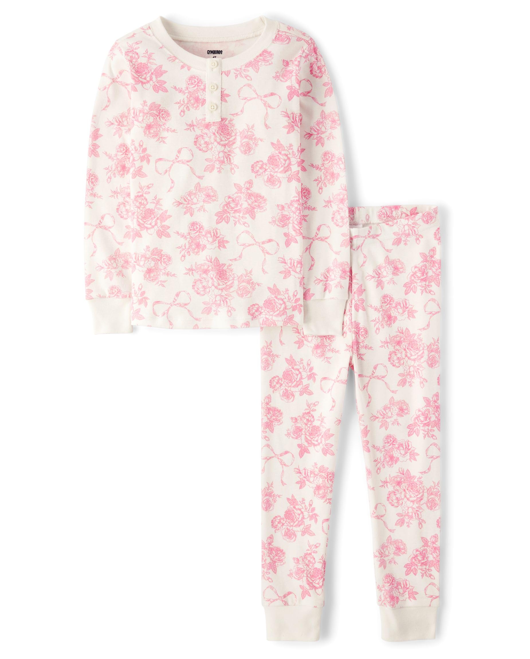 Gymboree Kids' And Toddler 100% Cotton Henley Long Sleeve Top and Pants, Gymmies Pajama Set
