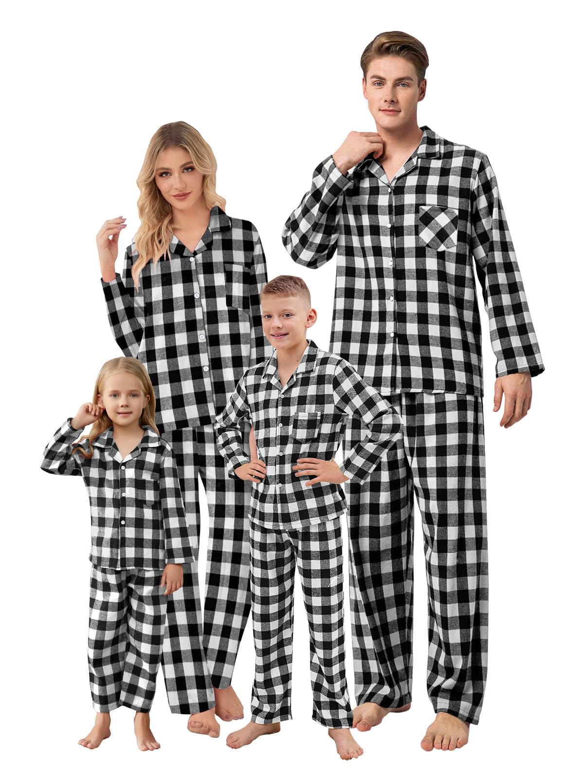QZH.DUAO Family Christmas Pjs Matching Sets Plaid Pajamas Long Sleeve Holiday Sleepwear Set Loungewear Set