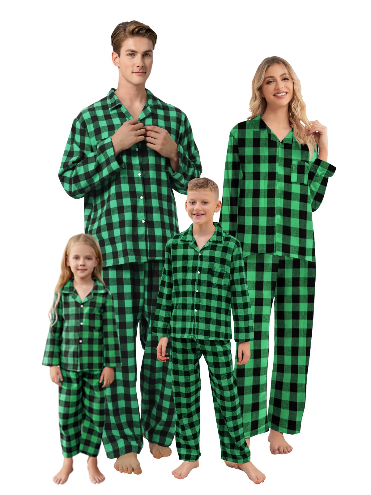 QZH.DUAO Family Christmas Pjs Matching Sets Plaid Pajamas Long Sleeve Holiday Sleepwear Set Loungewear Set