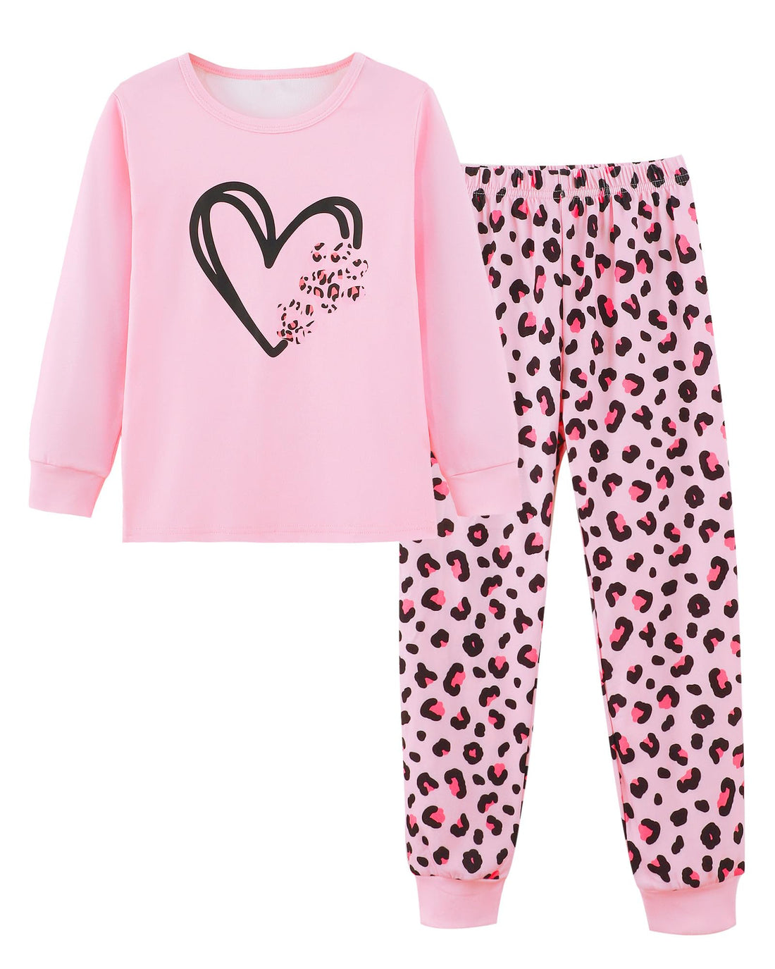 Mikrdoo Girls Pajamas Kids 2 Piece Pjs Set Soft Cozy Long Sleeve Top and Pants Stretchy Girls' Sleepwear Size 4-14 Years