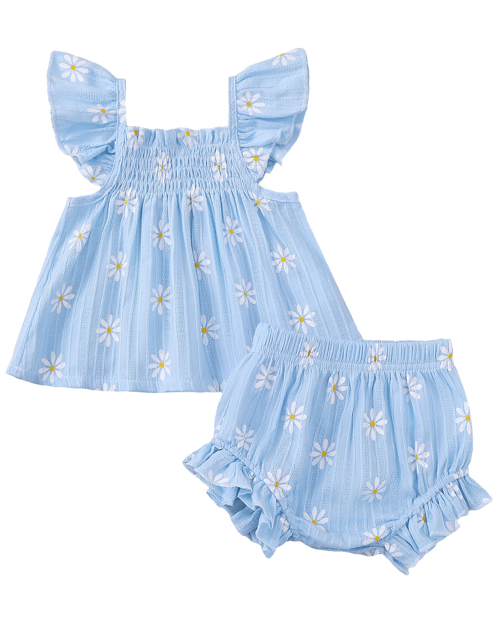 Jecson Newborn Baby Girl Summer Clothes Infant Girl Outfits Sleeveless Ruffle Top and Bloomers Shorts Set 0 3 6 12 Month WEBE CLOTHING