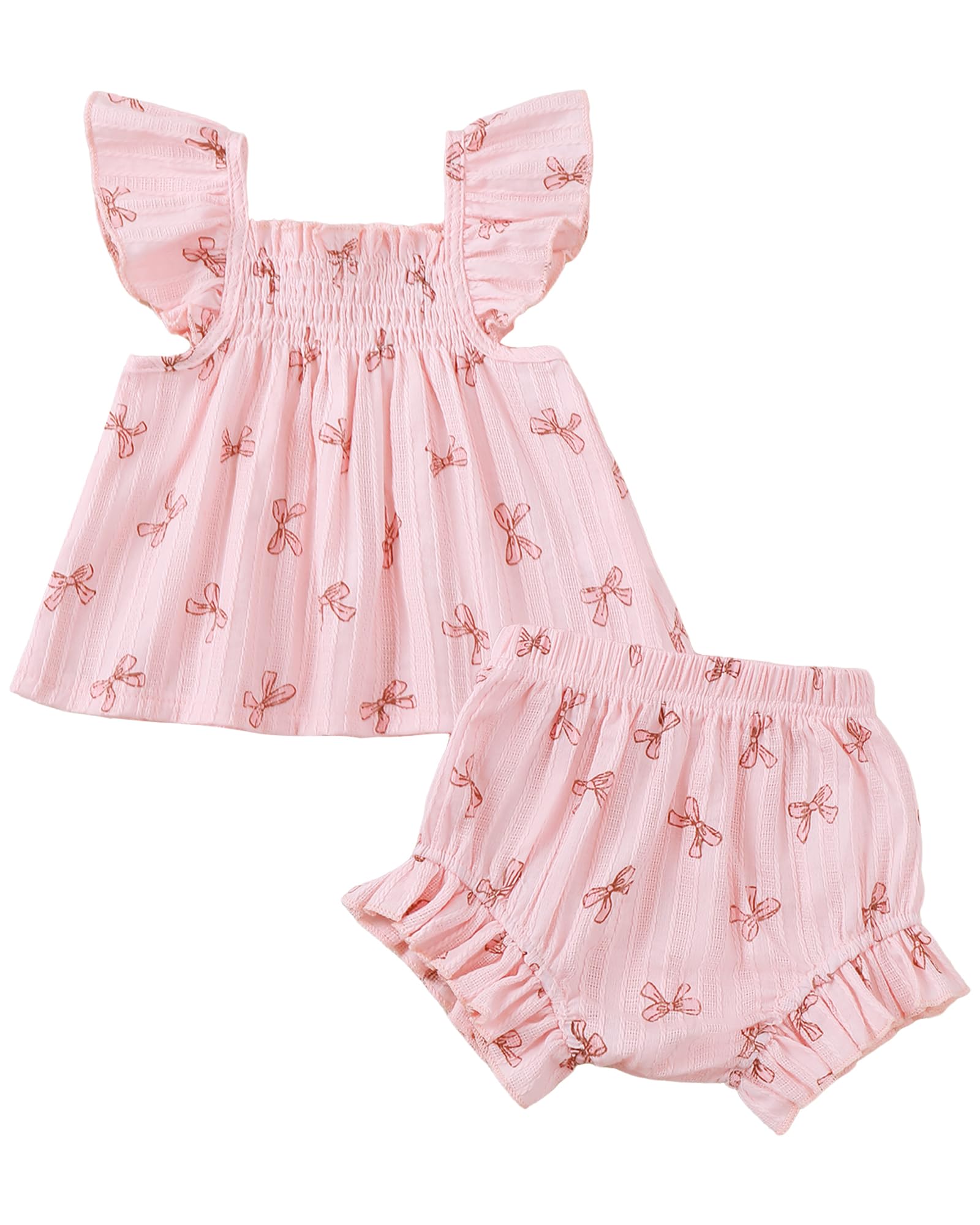 Jecson Newborn Baby Girl Summer Clothes Infant Girl Outfits Sleeveless Ruffle Top and Bloomers Shorts Set 0 3 6 12 Month WEBE CLOTHING