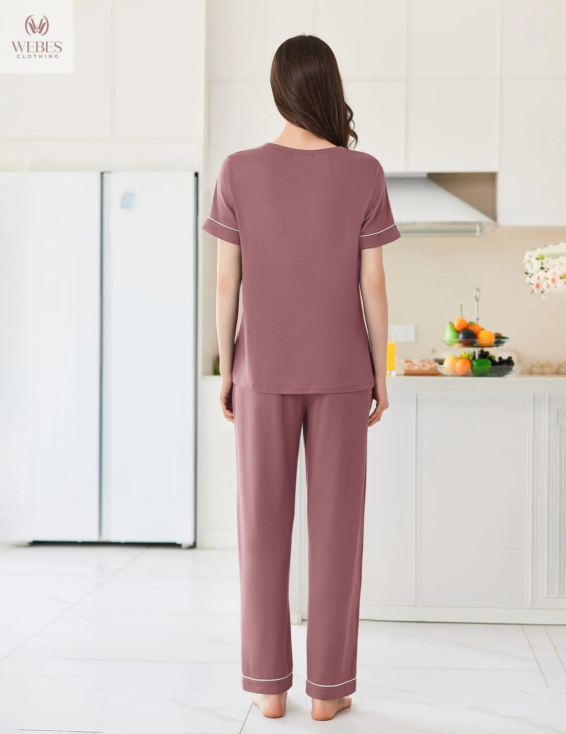 Ekouaer Womens Pajama Sets 2 Piece Pjs Sleepwear Comfy Lounge Set | Short Sleeve Top & Long Pants with Pockets,Soft Lightweight Stretchy Fabric,Summer Loungewear,Gift for Wife,Mom,Friends WEBE CLOTHING