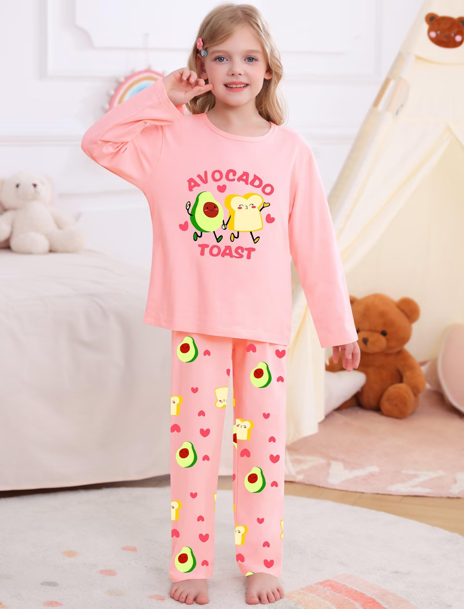 SWOMOG Girls Pajama Set Short Sleeve Tops & Ruffled Shorts with Pocket 2 Piece Summer Pajamas for Kids Size 6-15