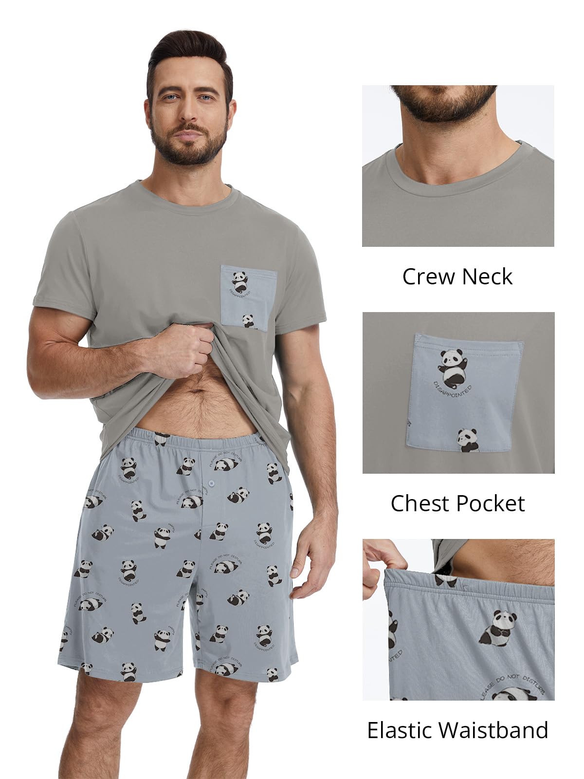 Feiersi Mens Pajama Set Sleepwear Pjs Lightweight Comfy Soft Short Sleeve Sleep Set With Pockets WEBE CLOTHING