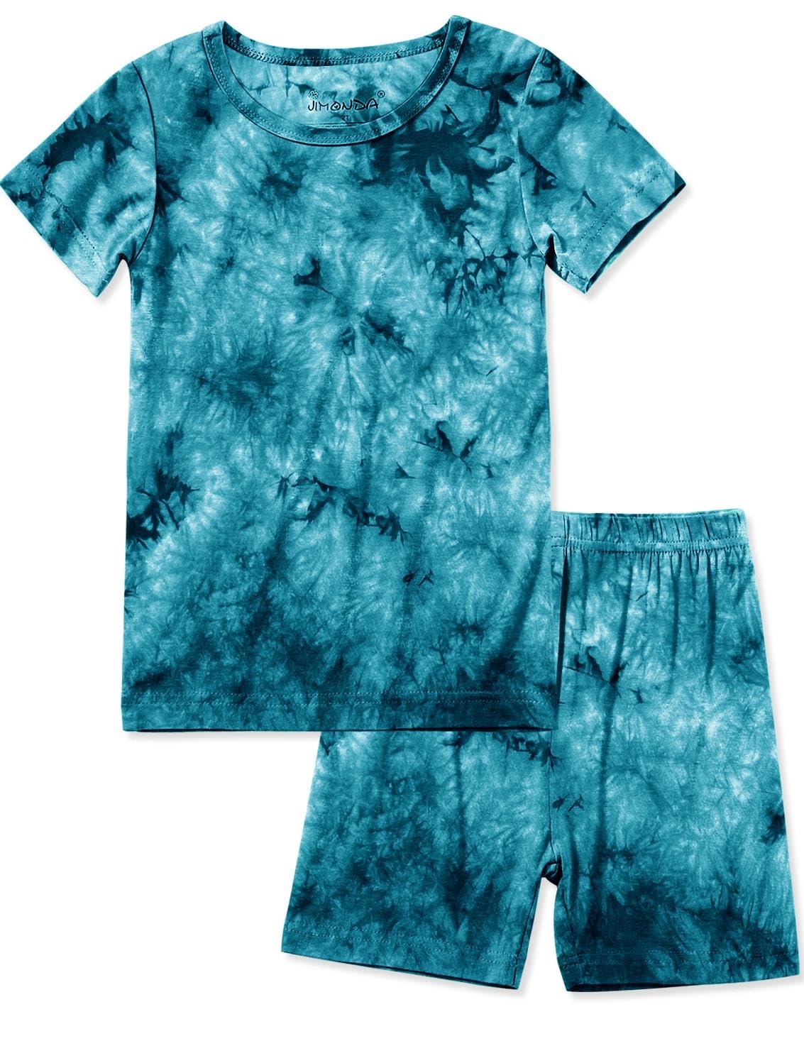 Jimonda Baby/Toddler Soft Sleepwear Short sleeve Kids Cool Pajama Outdoor 2-Piece Shirt&Shorts Casual sets Tie Dye PJ