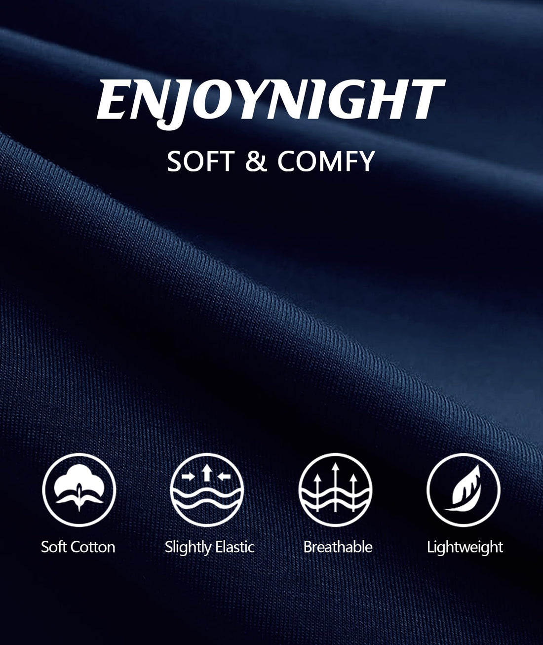 ENJOYNIGHT 2 Pack Womens Pajama Tops Cotton T-Shirt V-Neck Soft Sleep Pj Shirt Short Sleeves