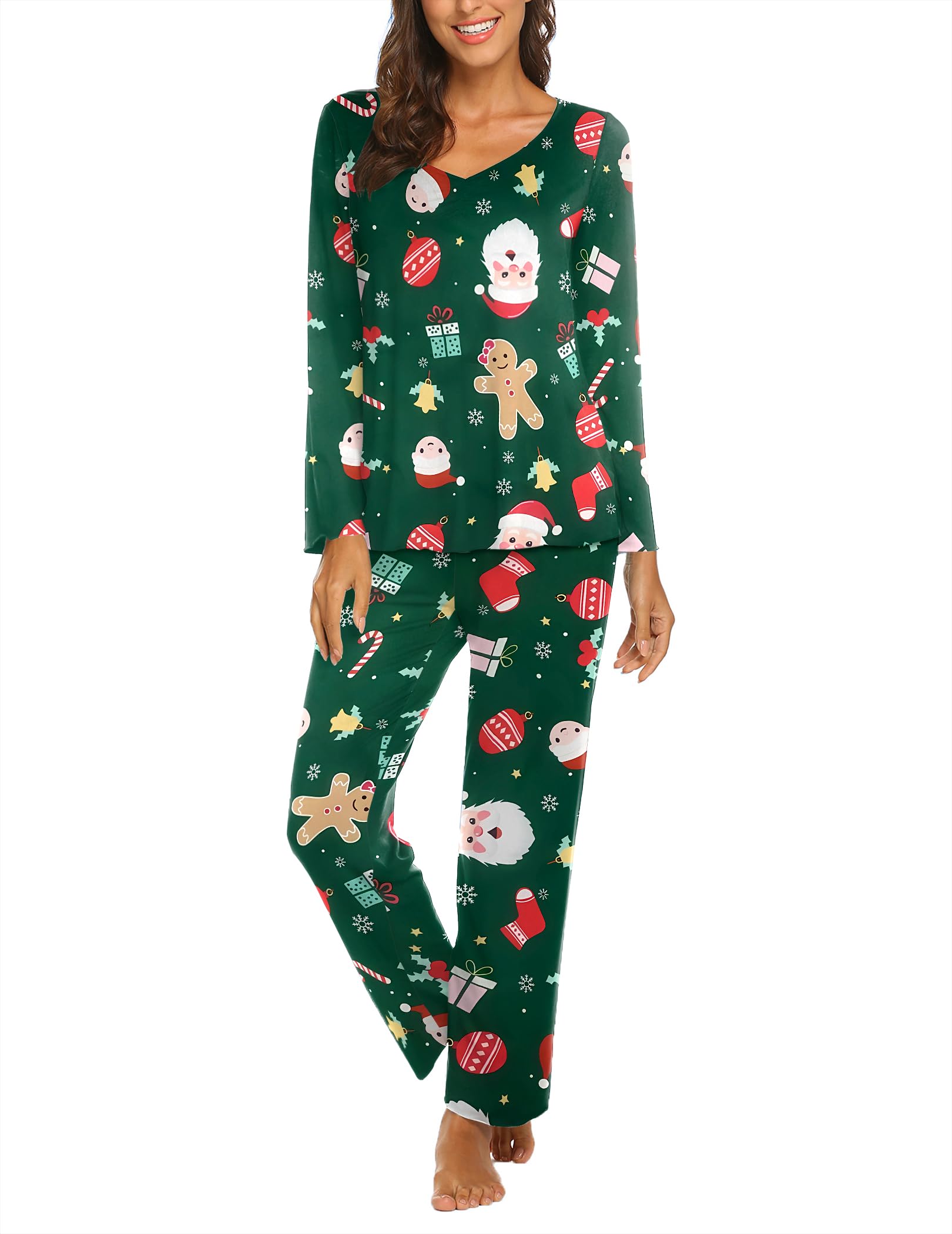 Ekouaer Womens Pajama Sets 2 Piece Lounge Set Fall Winter Pajamas Long Sleeve Pjs Top and Pants Soft Pj Sets Loose Sleepwear